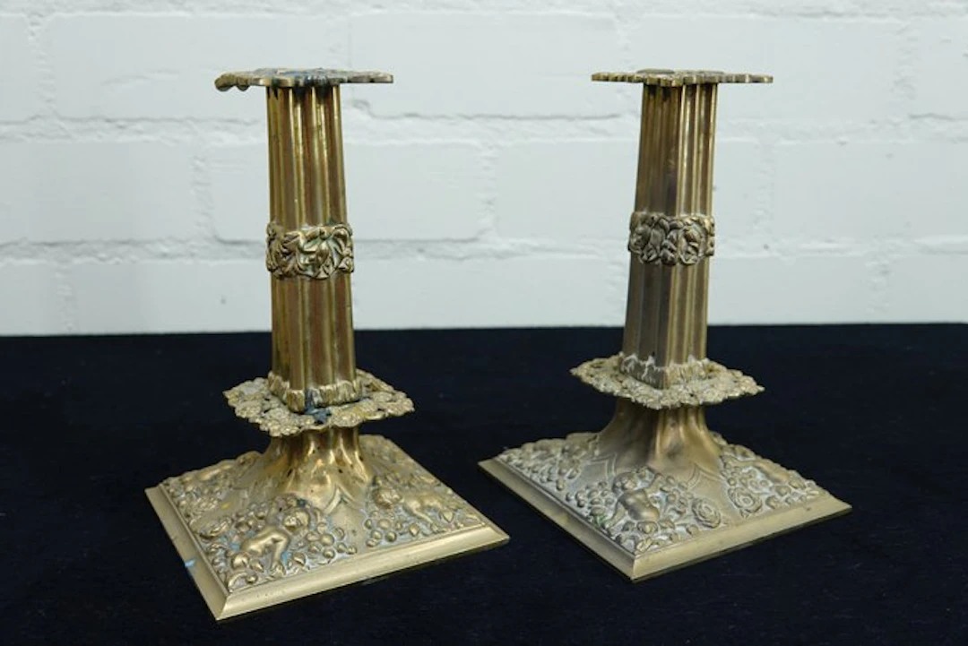 Paar Art deco kandelaars brons - Candlestick (2) - Bronze