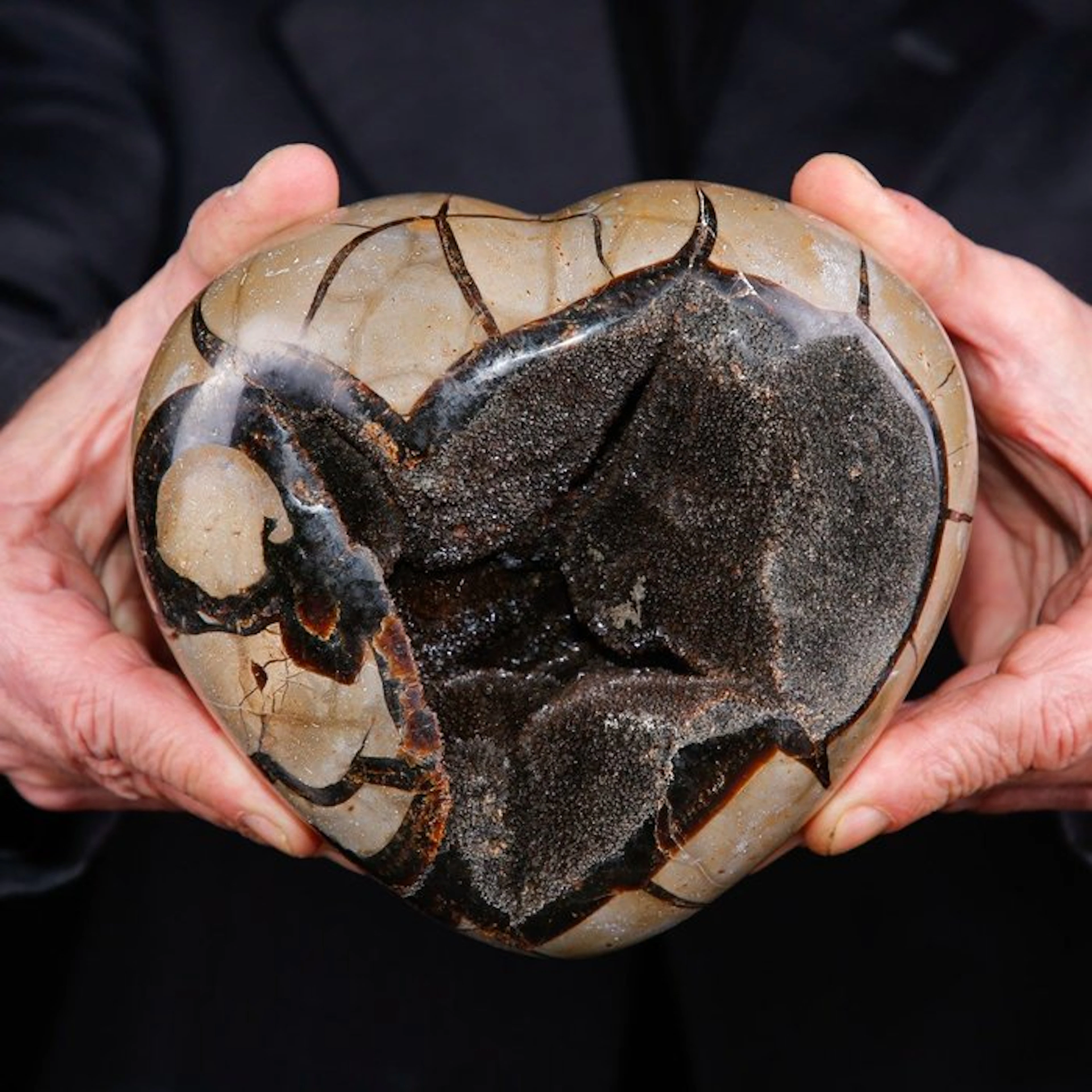 Heart carved from a septarian geode - Septarian nodule...