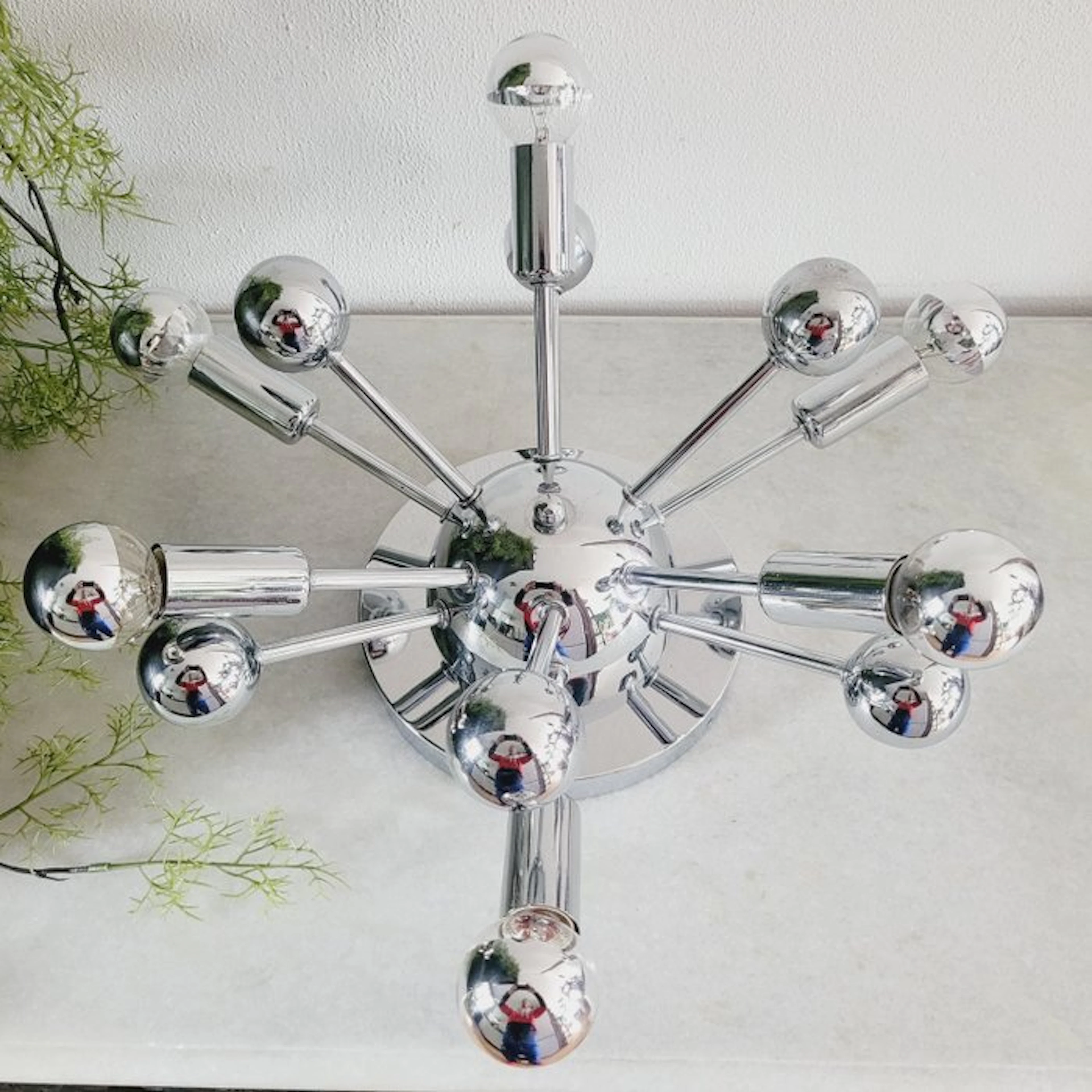 Hanging lamp - Sputnik, Space Age Design, 1970 - Chrome