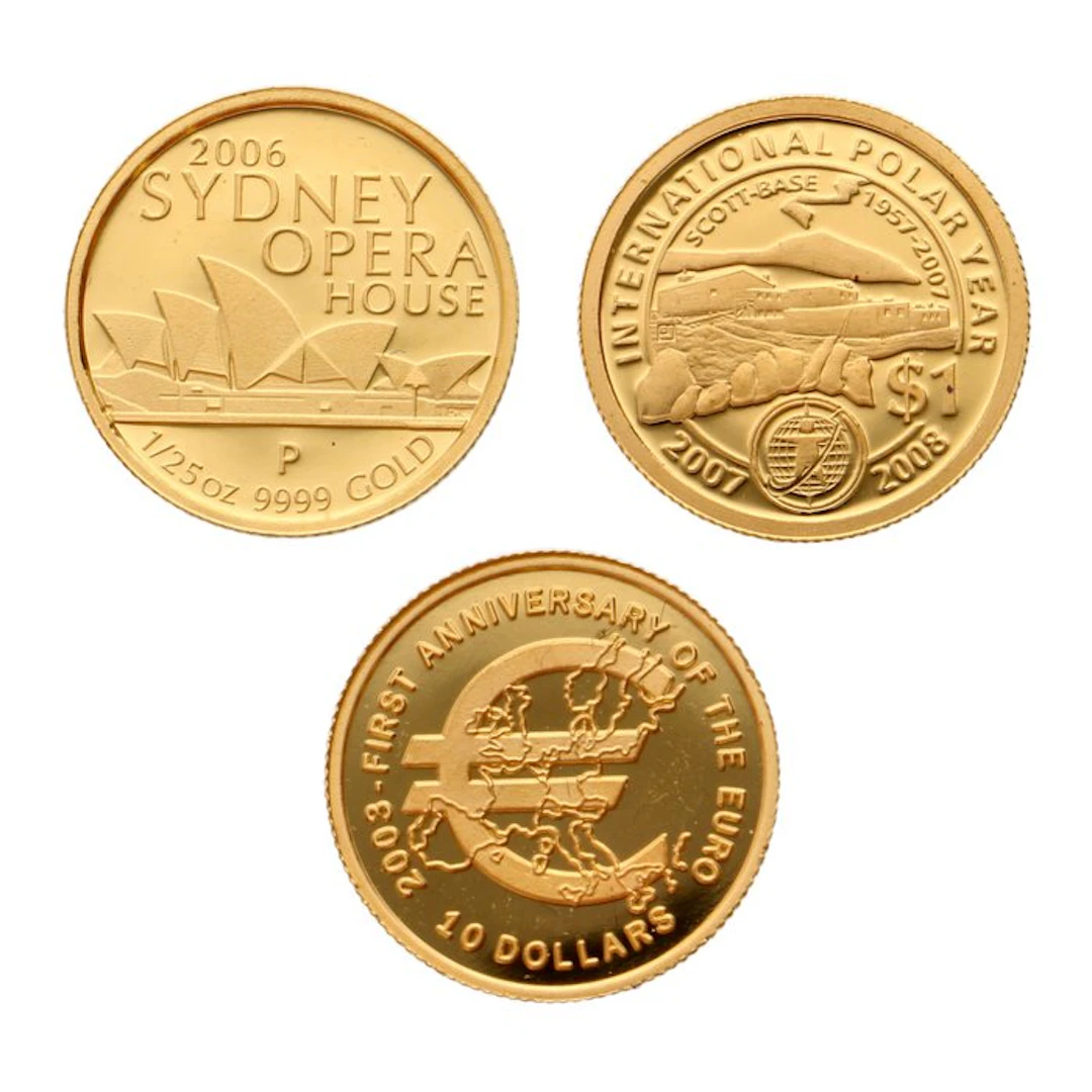 Nauru, Australia, New Zealand. 2003/2007 - "Small Gold Coins" (3 stuks)