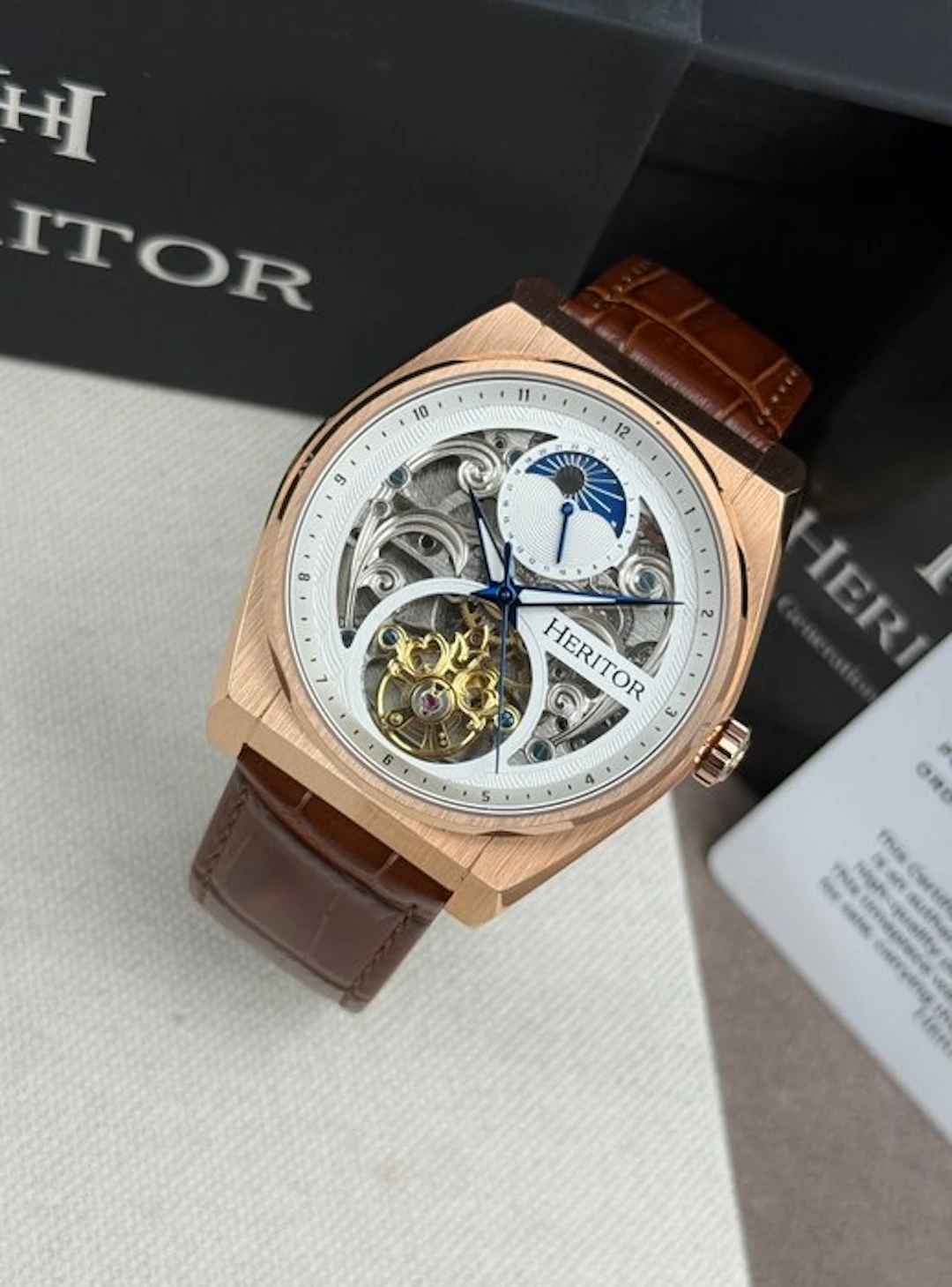 Heritor - Heritor Automatic Daxton Skeleton - Brown/Rose...