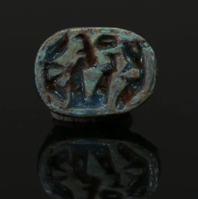 Ancient Egypt, Amarna period Faience Scarab, reign of Amenhotep III, Ex MUSEUM
