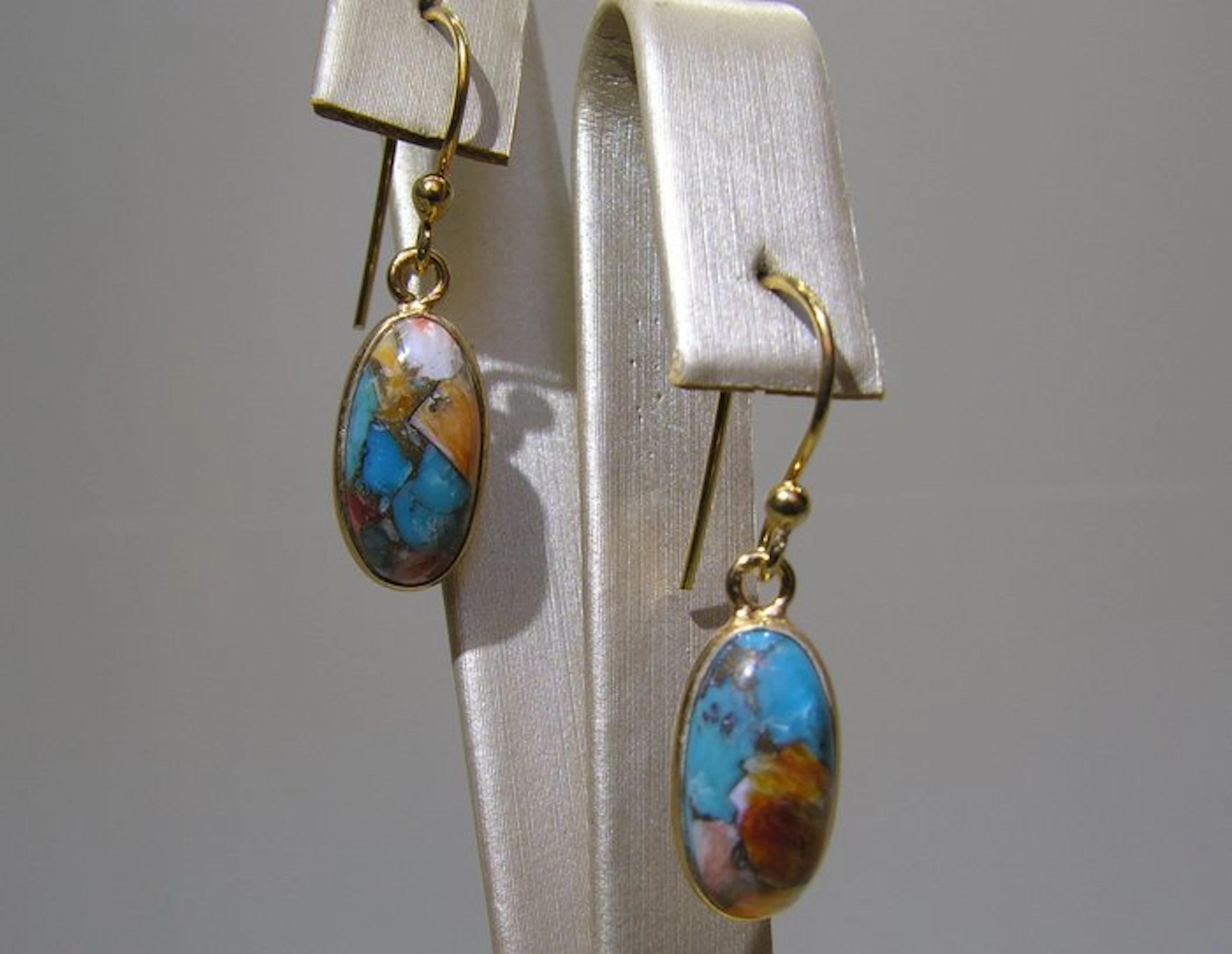 Turquoise Earrings - Height: 29 mm - Width: 8.3 mm- 2.72 g - (2)