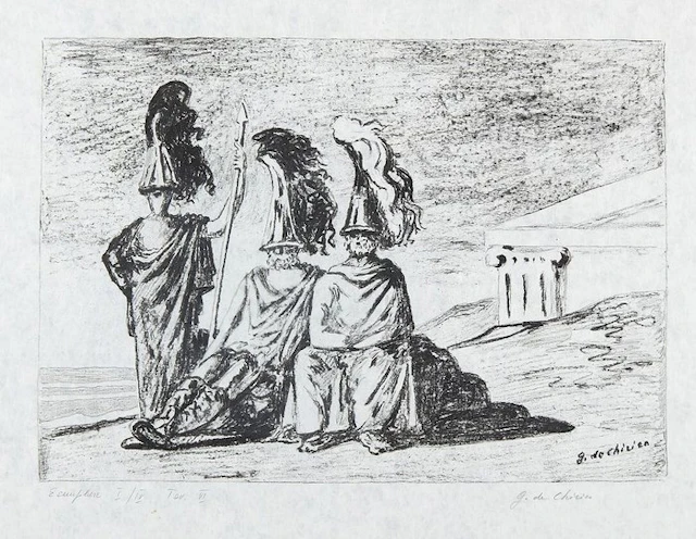 Giorgio De Chirico (1888-1978) - I guerrieri di ritorno da Troia