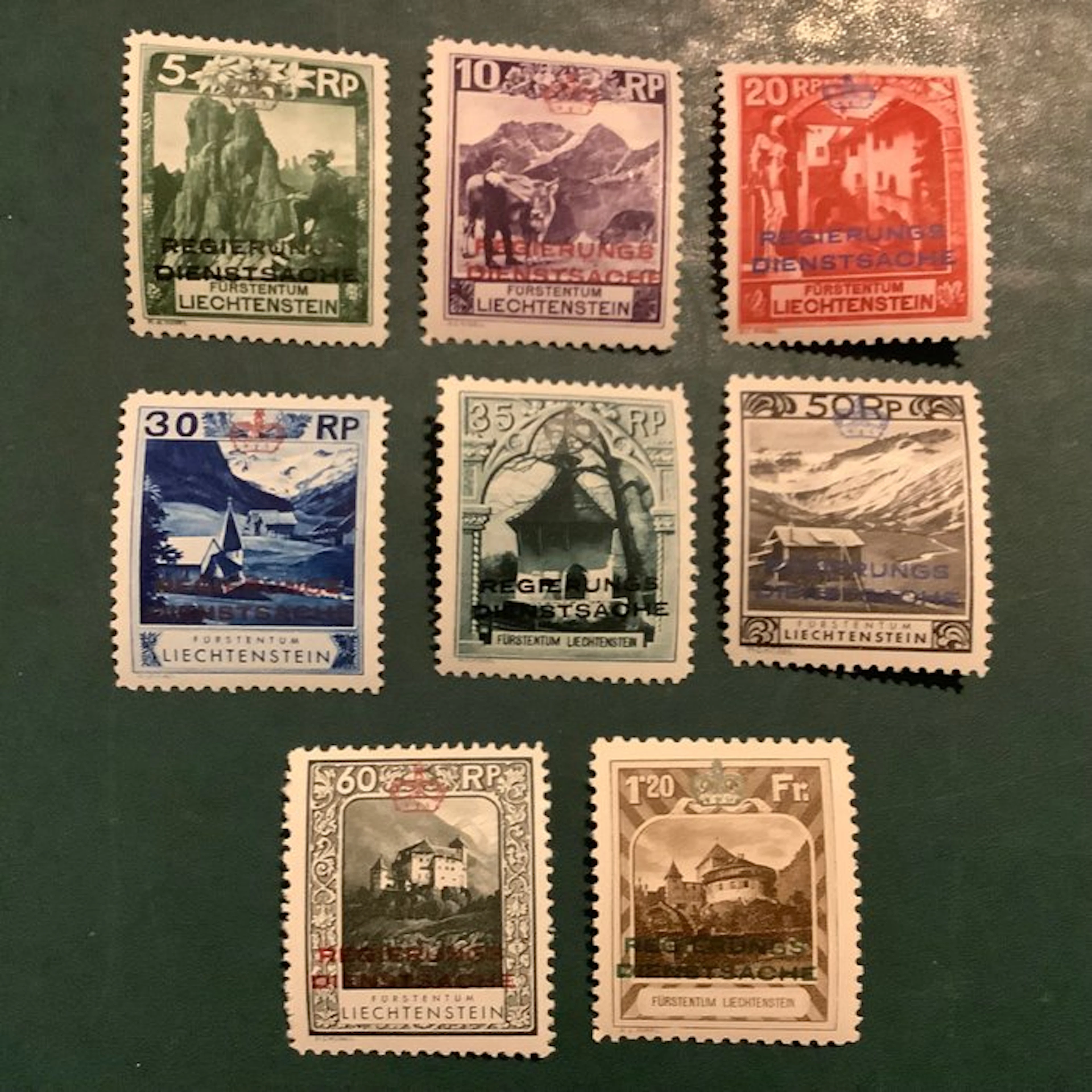 Liechtenstein 1932 - Service stamps : landscapes with...