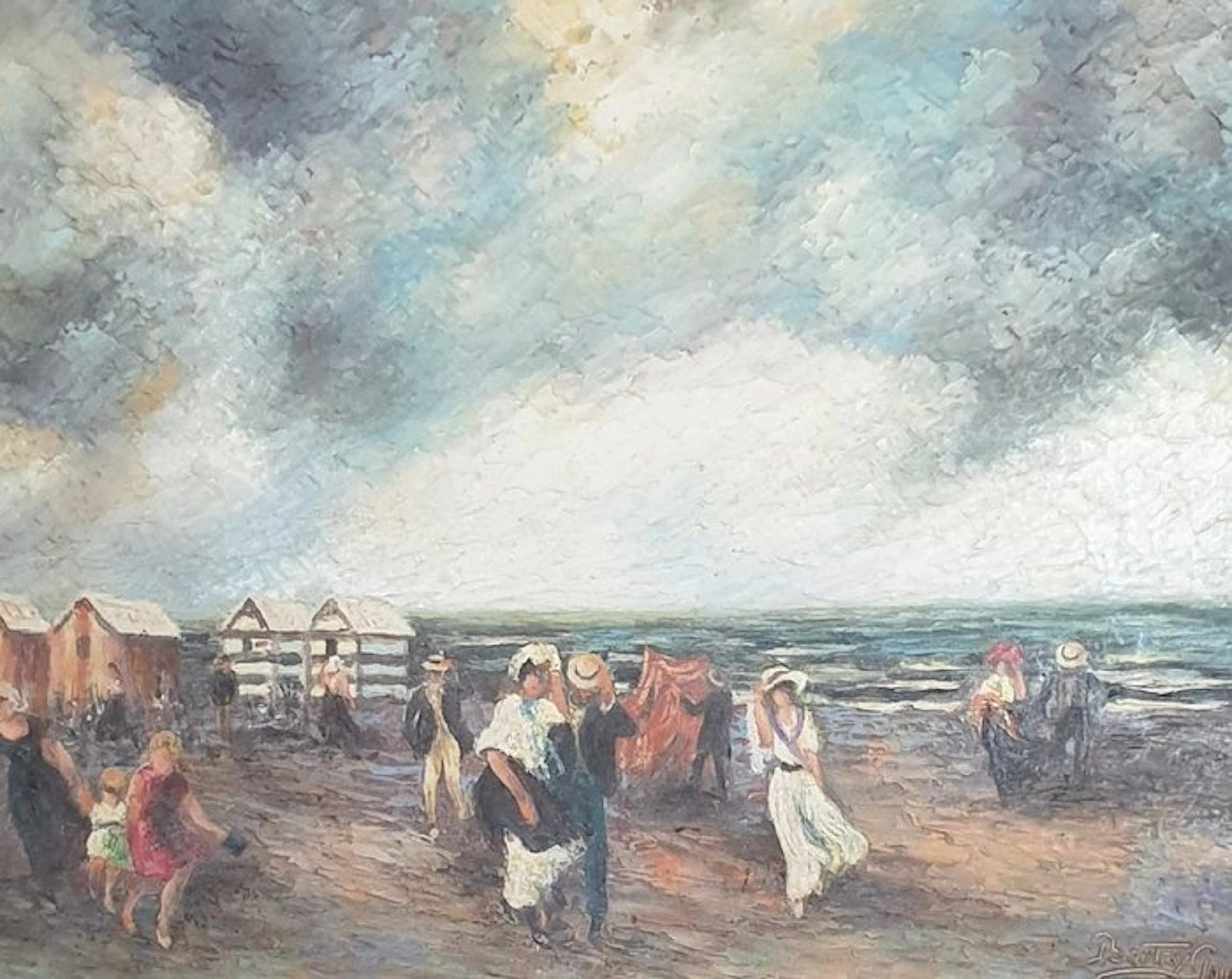Paul Boutry (1936) - Plage animée en Bretagne