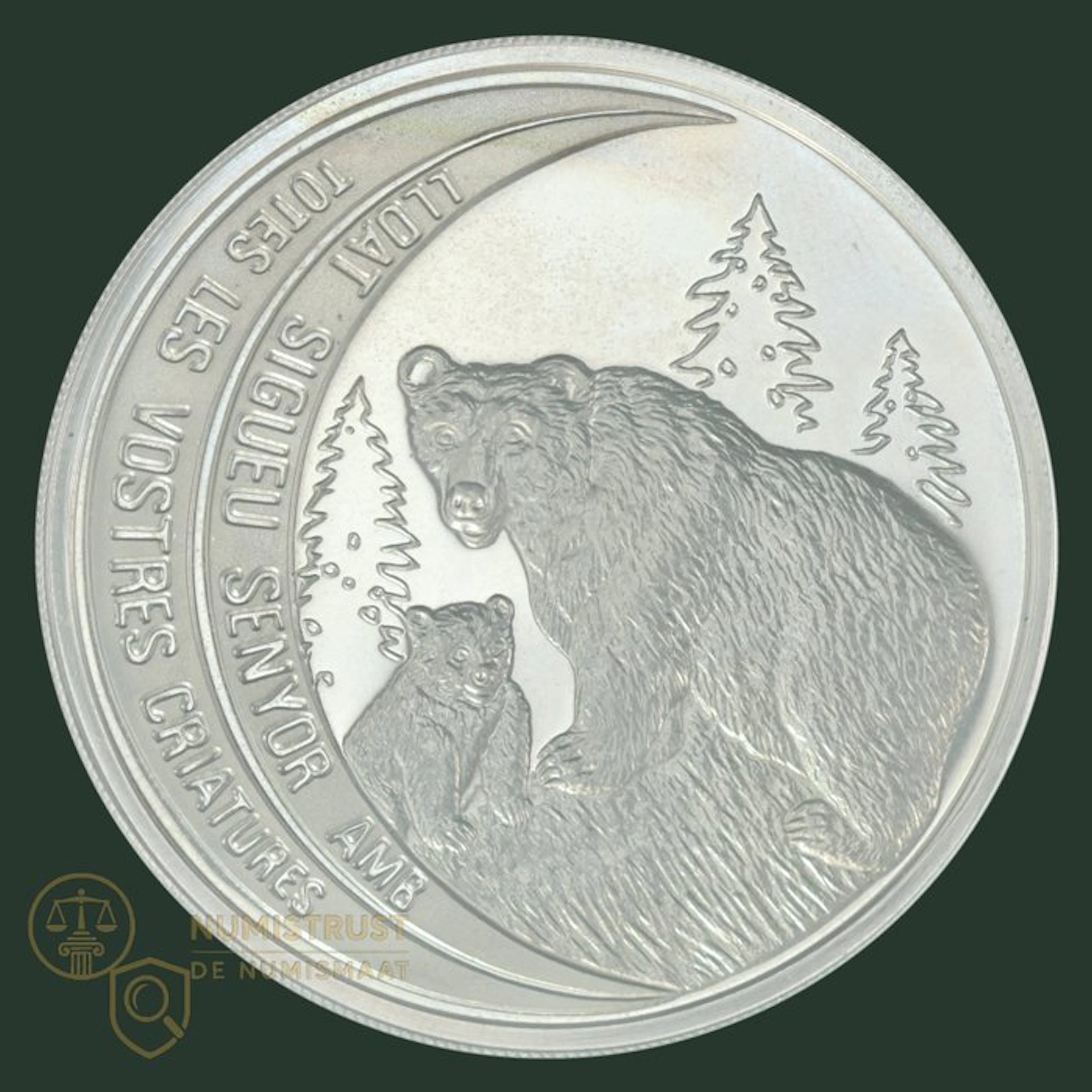 Andorra. 10 Dinar 1992 "Wildlife Brown Bear" (No reserve price)