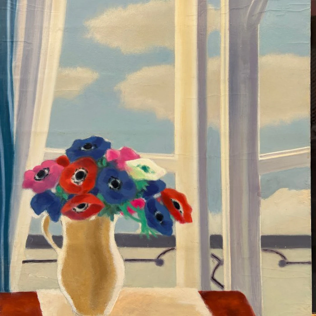 Yves Ganne (1931-2019) - Nature morte - Vase de pensées...