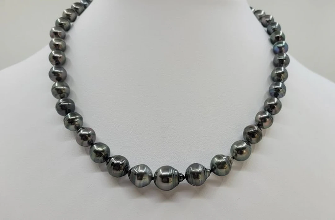 No reserve price - Necklace ALGT Certified Tahitian Pearls - 8.0x11.1mm