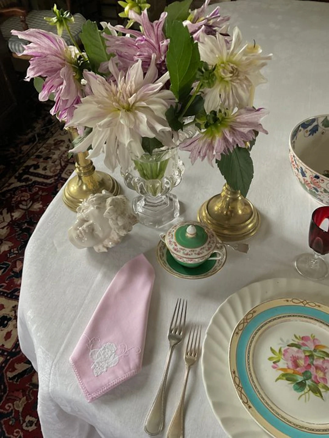6 Mid 20th Century cotton napkins with appliqué finish - Napkin - 39 cm - 37 cm