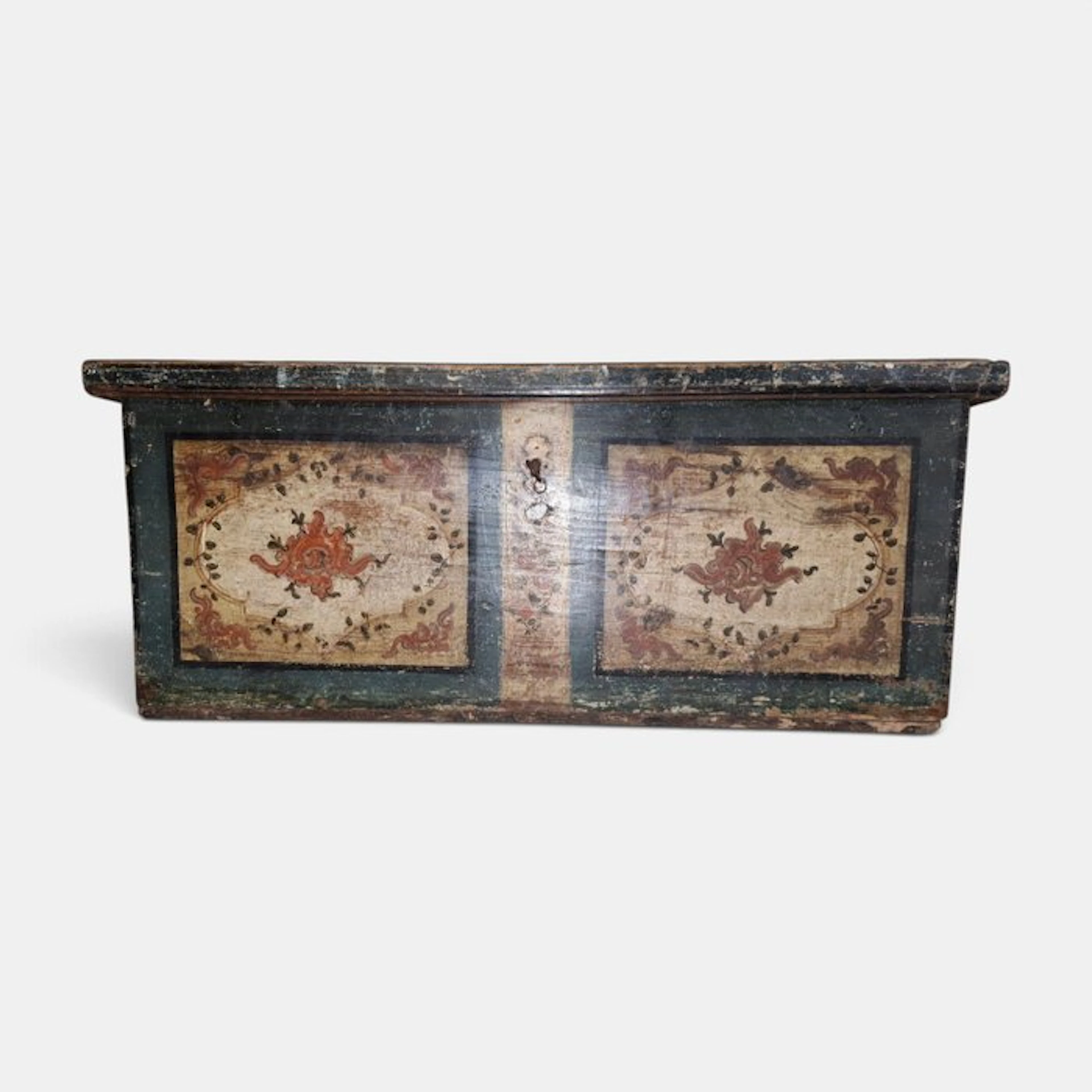 Casket - Wood - Antique painted chest