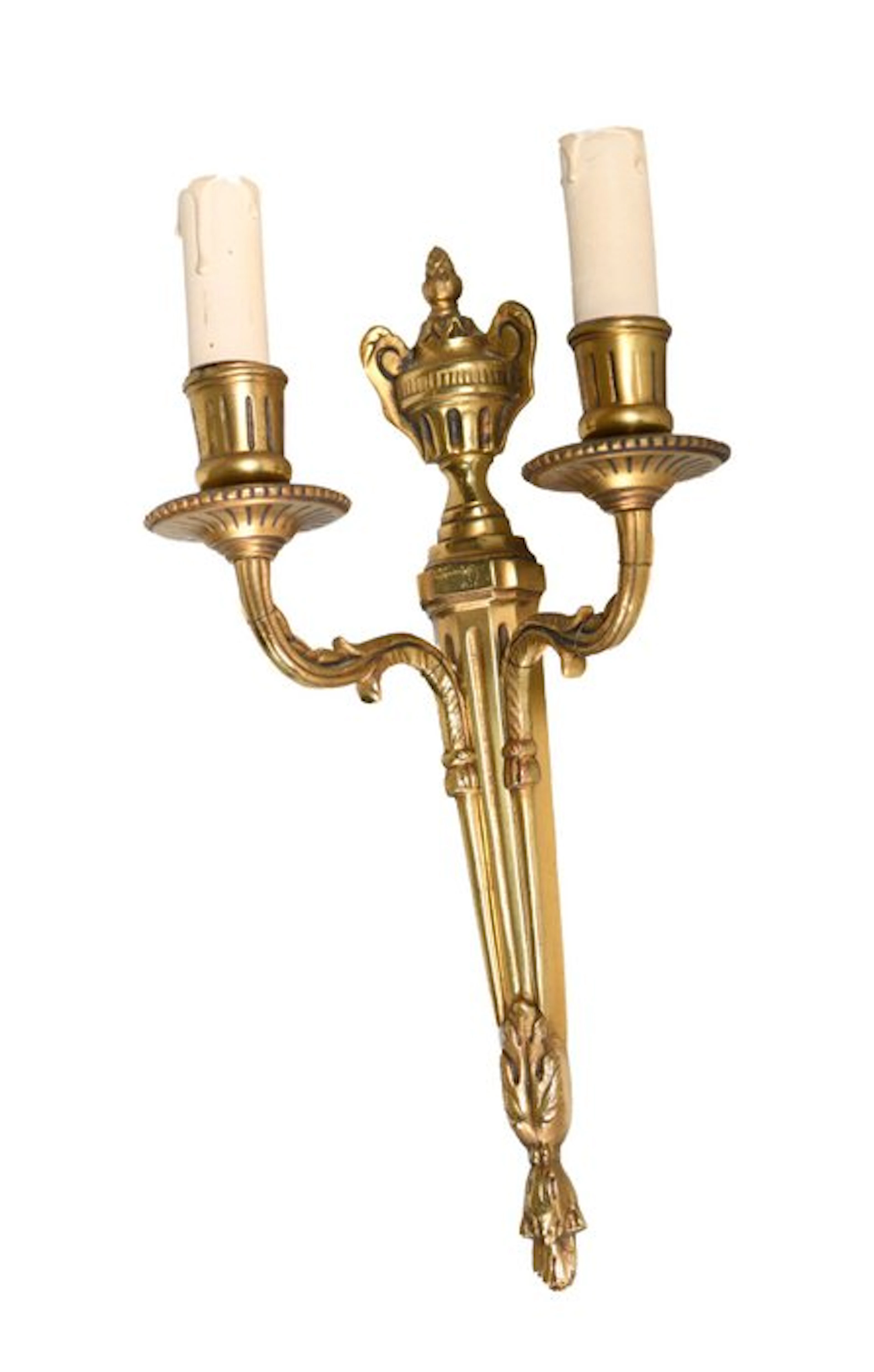 Prachtige antieke geelkoperen Empire applique / wandlamp