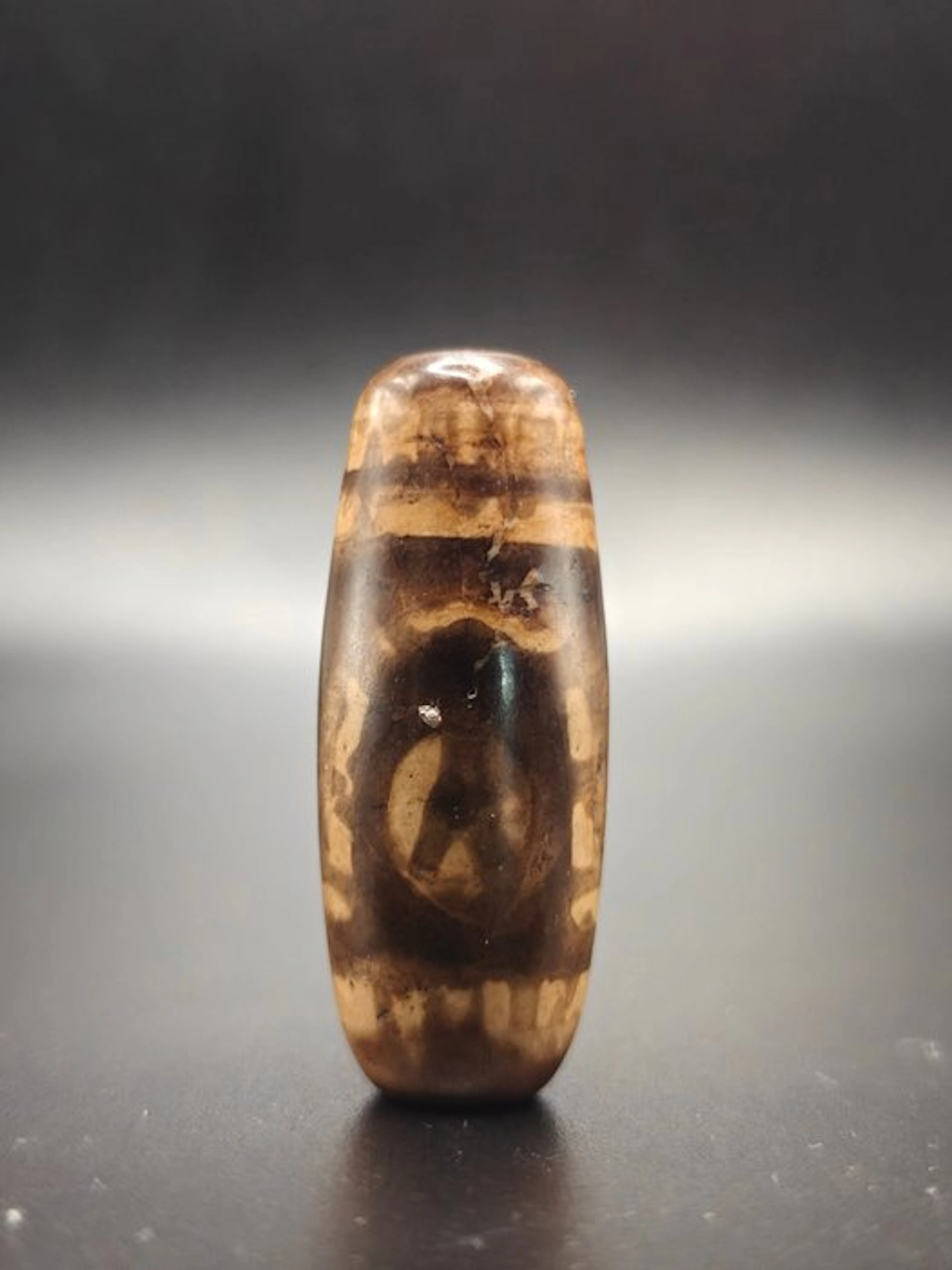 Very Old Tibetan Agate 2 Eyes Dzi - For Harmony - Height...