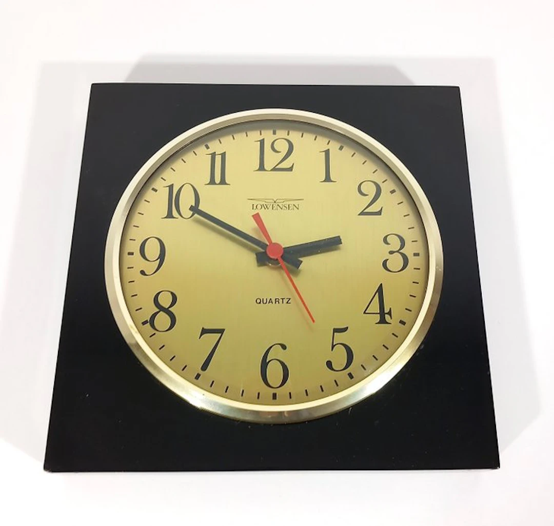 Wall clock - Lowensen - Wood, Glass, Brass - 1970-1980