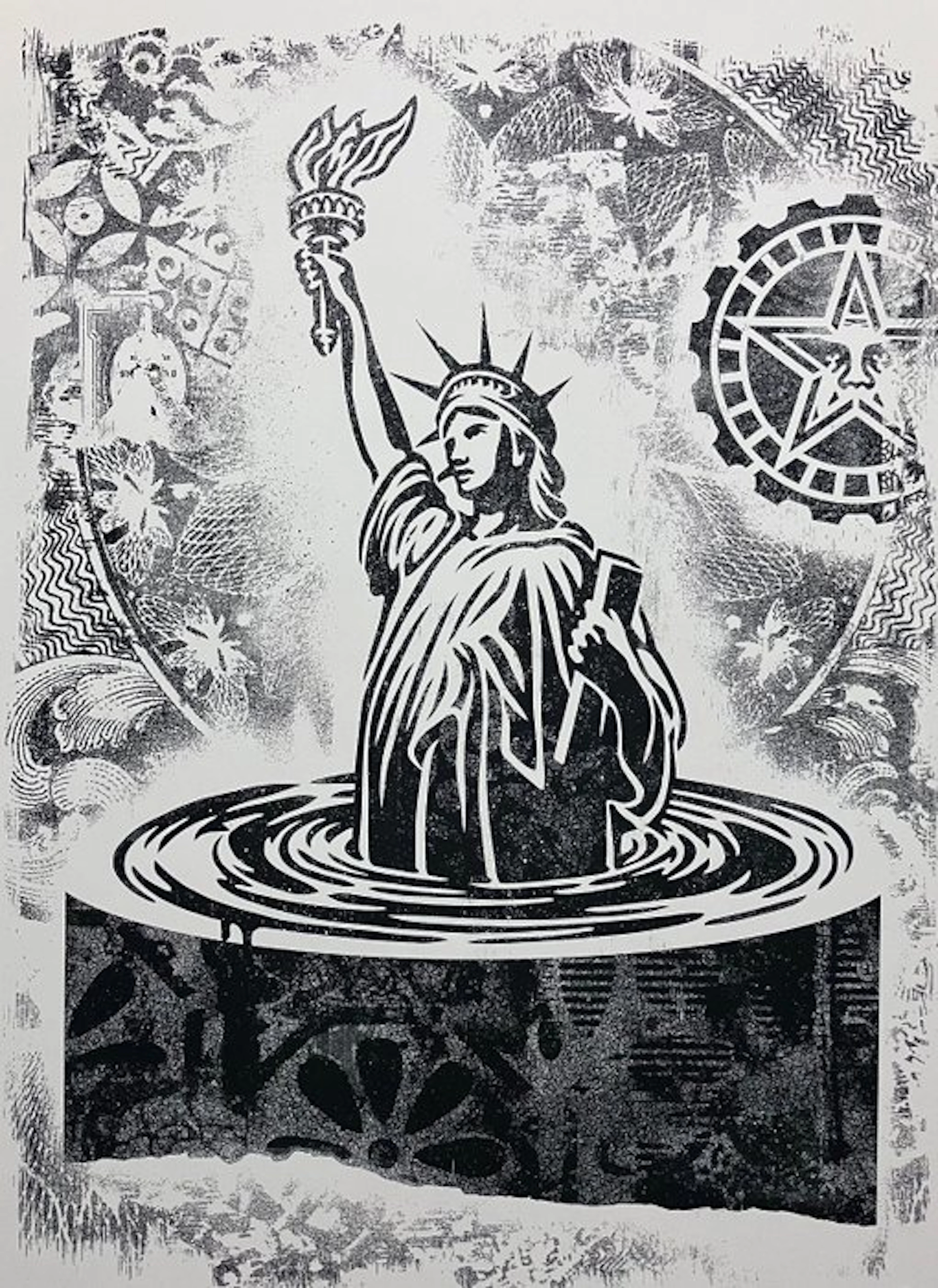 Shepard Fairey (OBEY) (1970) - Sinking Liberty - Stencil Series