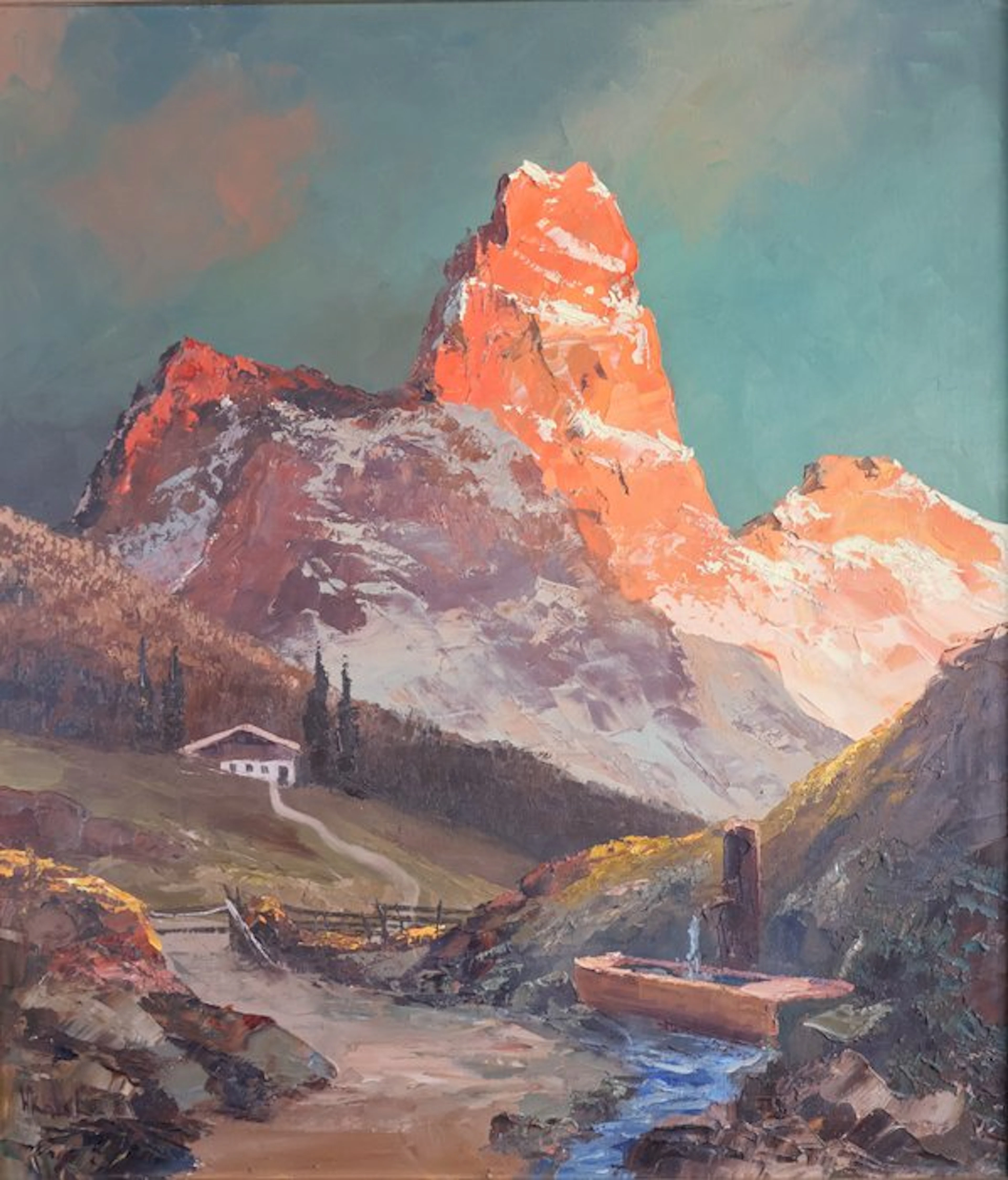 Hans Kaluske (1915-?) - Alpenglühen, Cima della Pala, Dolomiten