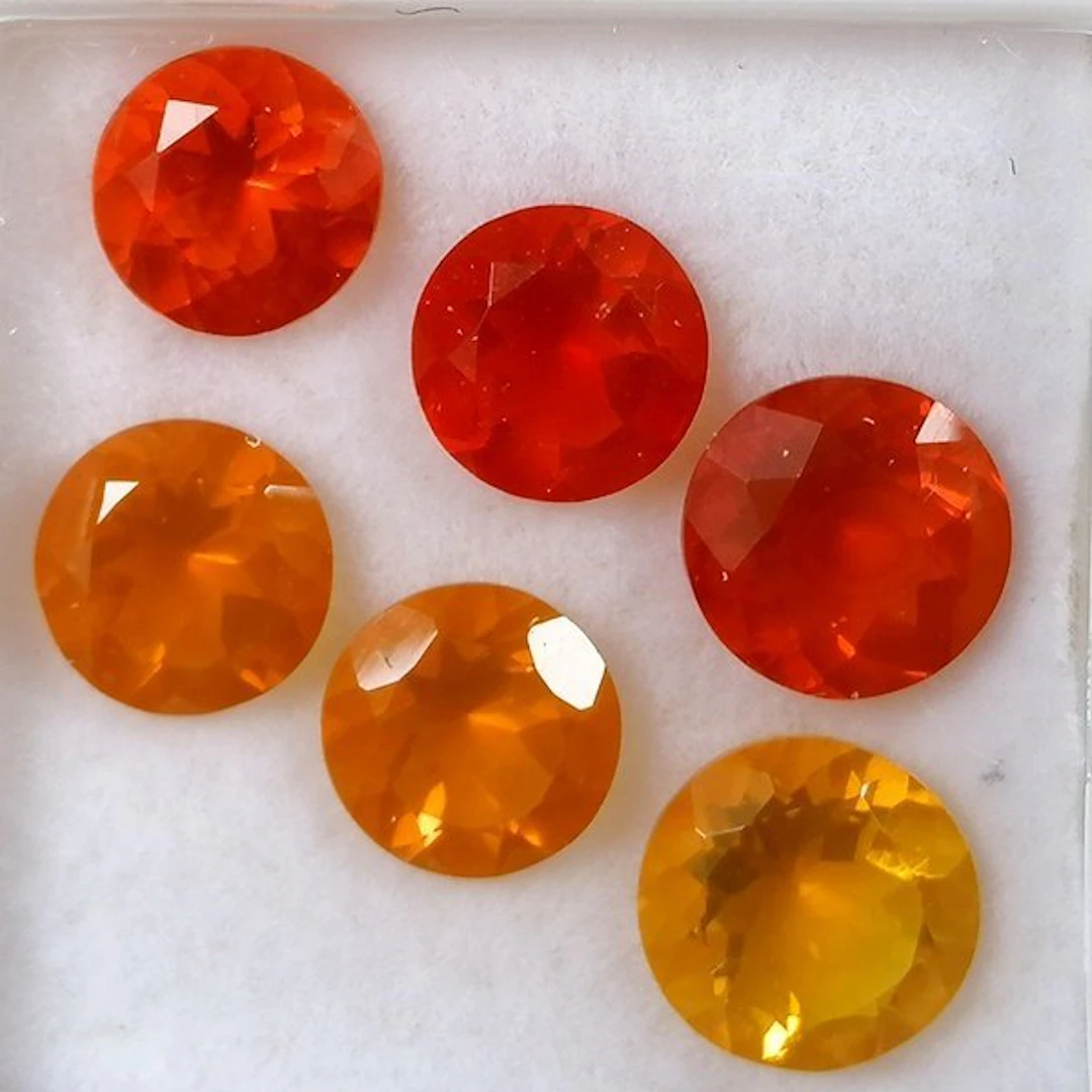 6 pcs Orange Opal - 4.19 ct - Instituto Gemólogico Español (IGE)