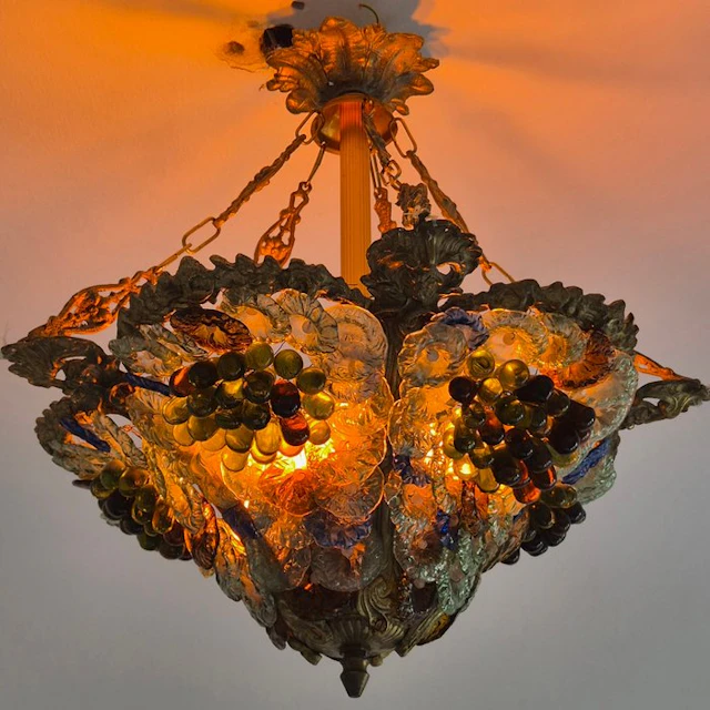 Murano Glas-Kronleuchter – Korbkrone mit Glasfrüchten und...