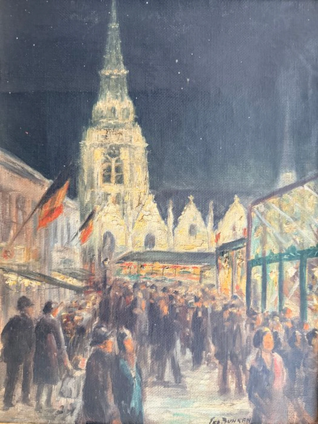 Leo Bunnens (1871-1960) - Kermis bij nacht, Anderlecht