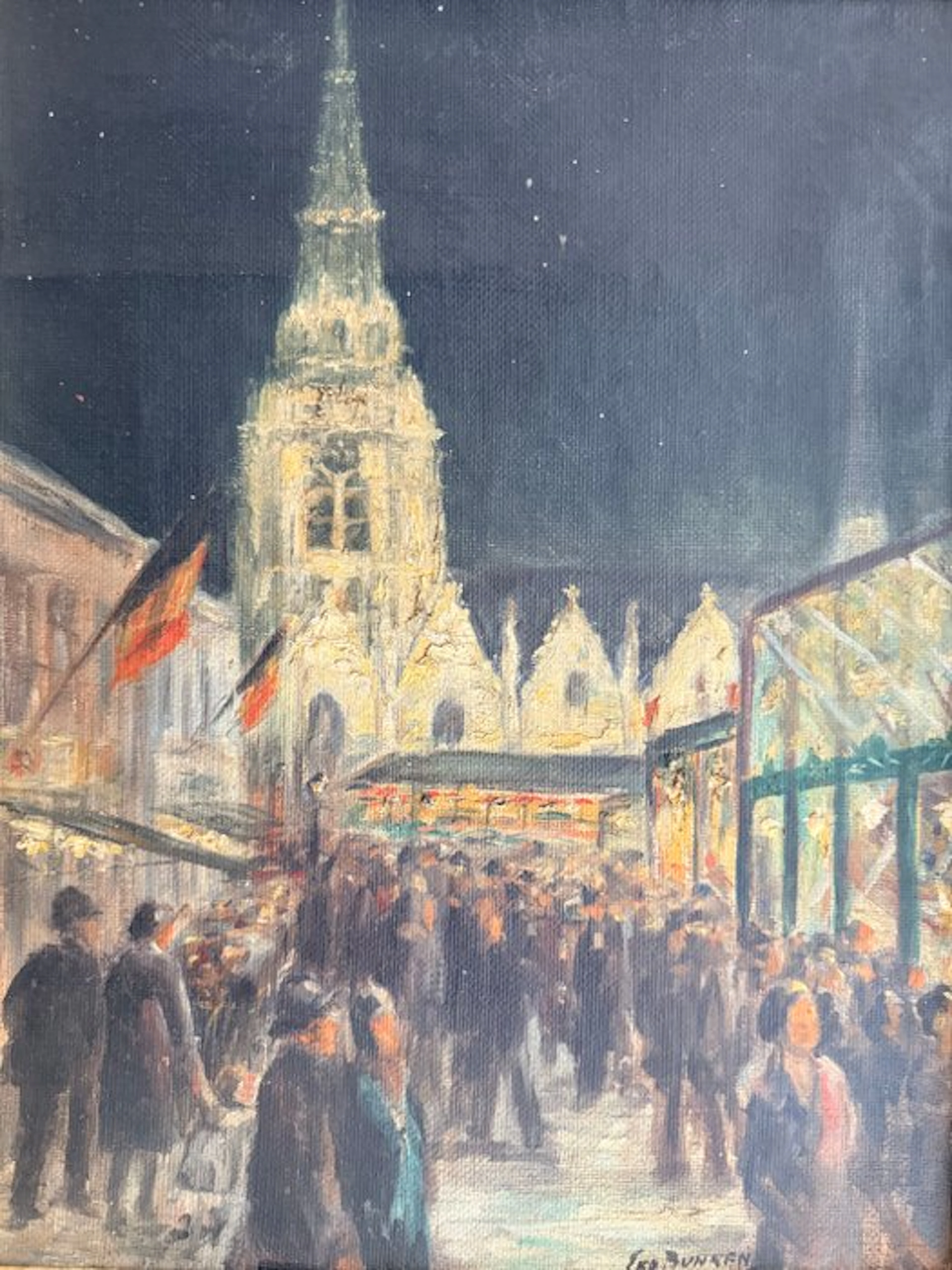 Leo Bunnens (1871-1960) - Kermis bij nacht, Anderlecht