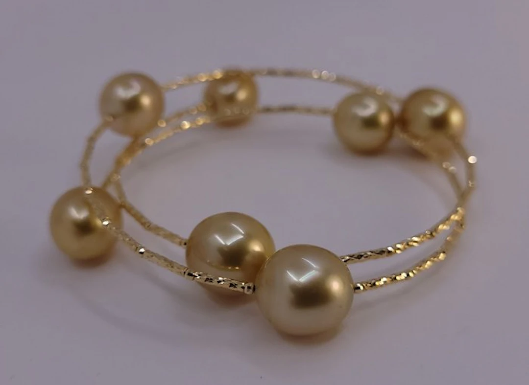 Bracelet - 18 kt. Yellow gold, Deep Golden South Sea Pearls