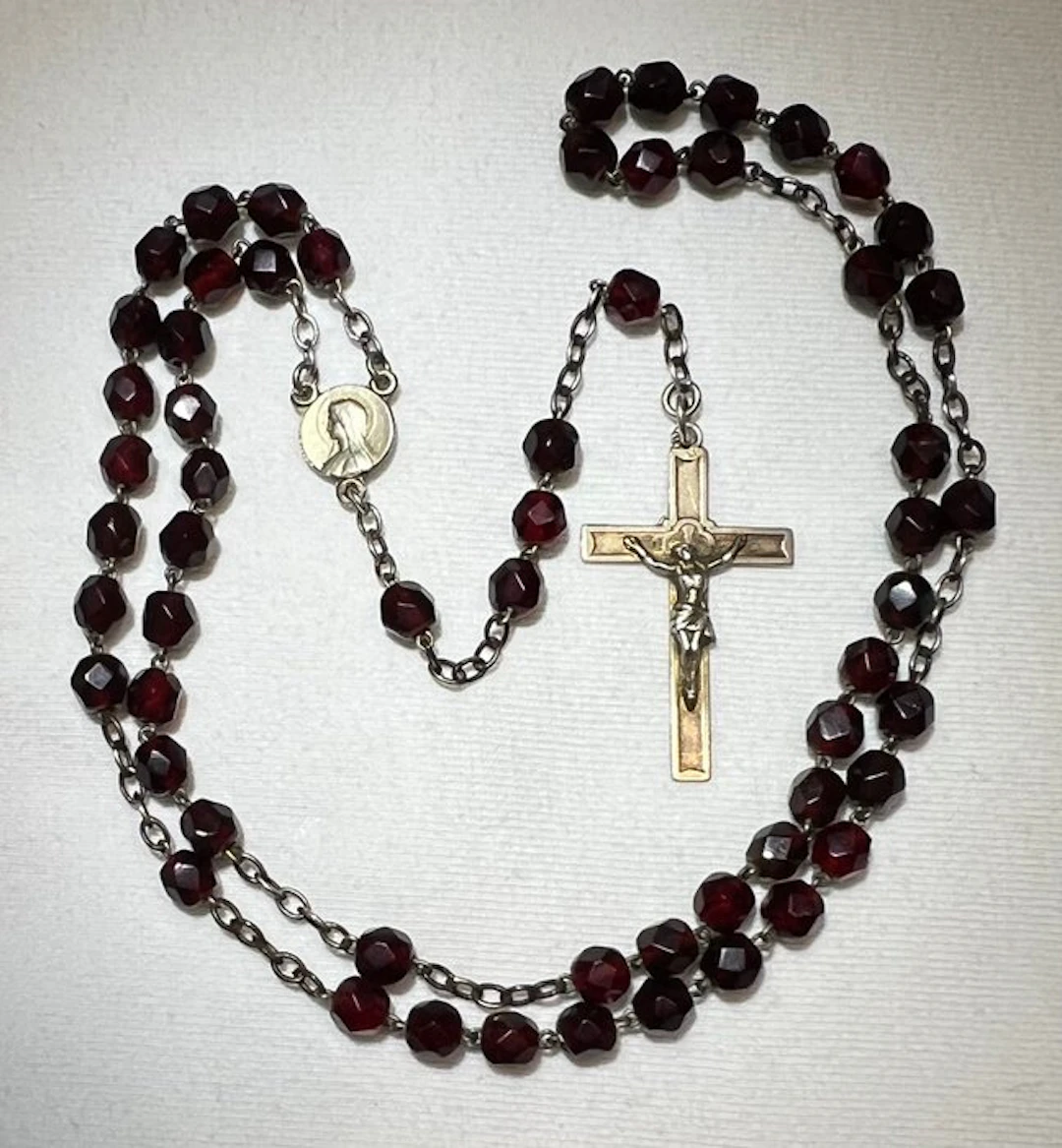 Rosary - .800 silver - 1940-1950 - Garnet