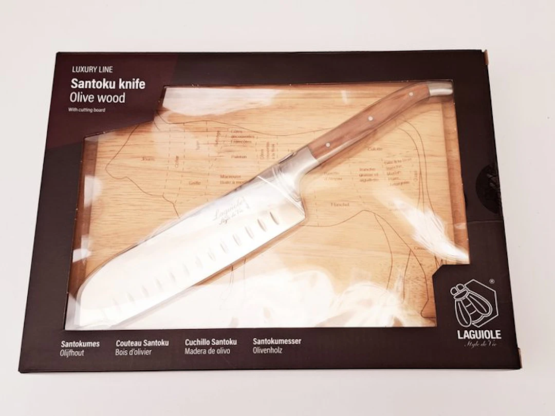 Laguiole - Santoku Knife - with cutting board - Olive...