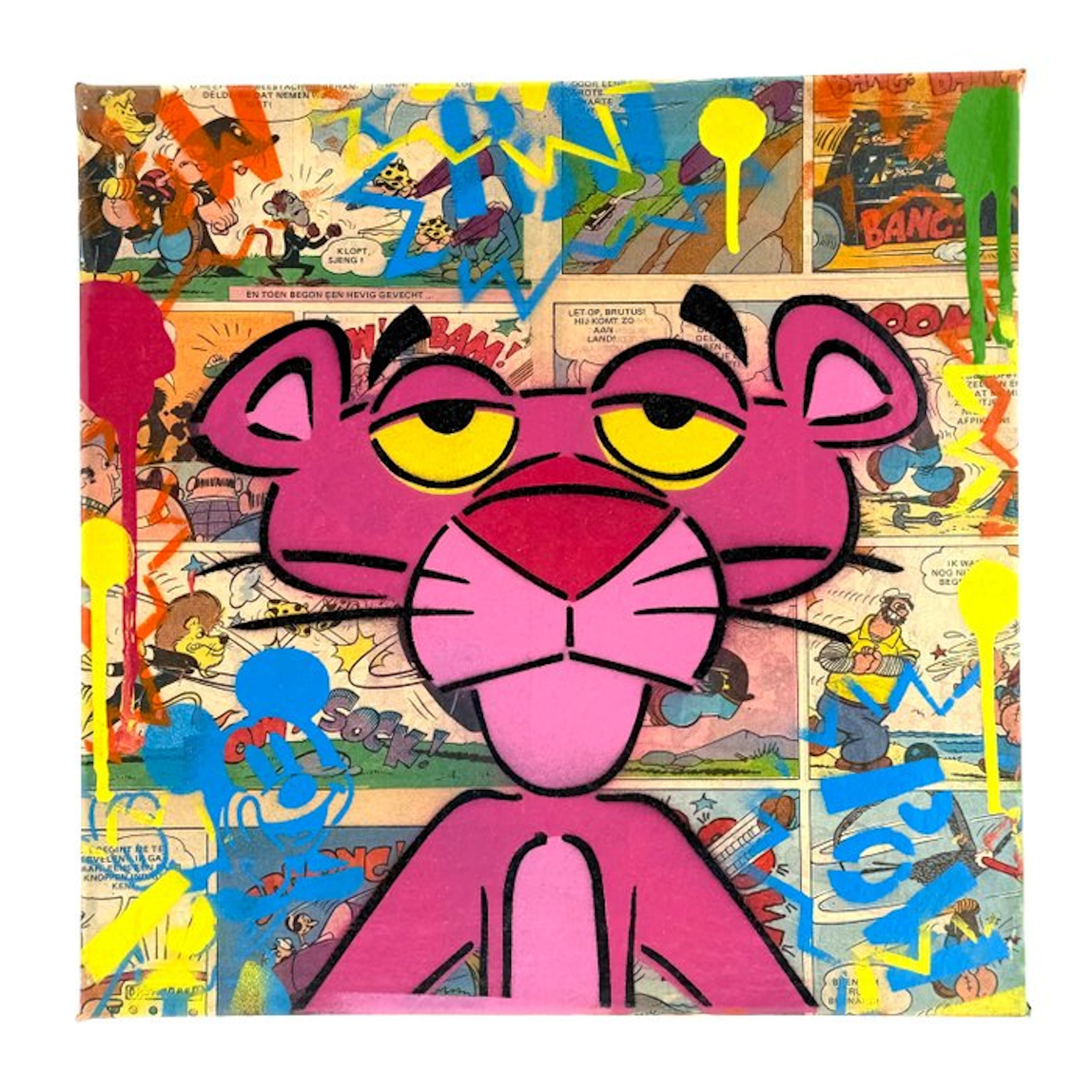 Koen Betjes (1992) - Pink Panther x Comics Collage - canvas