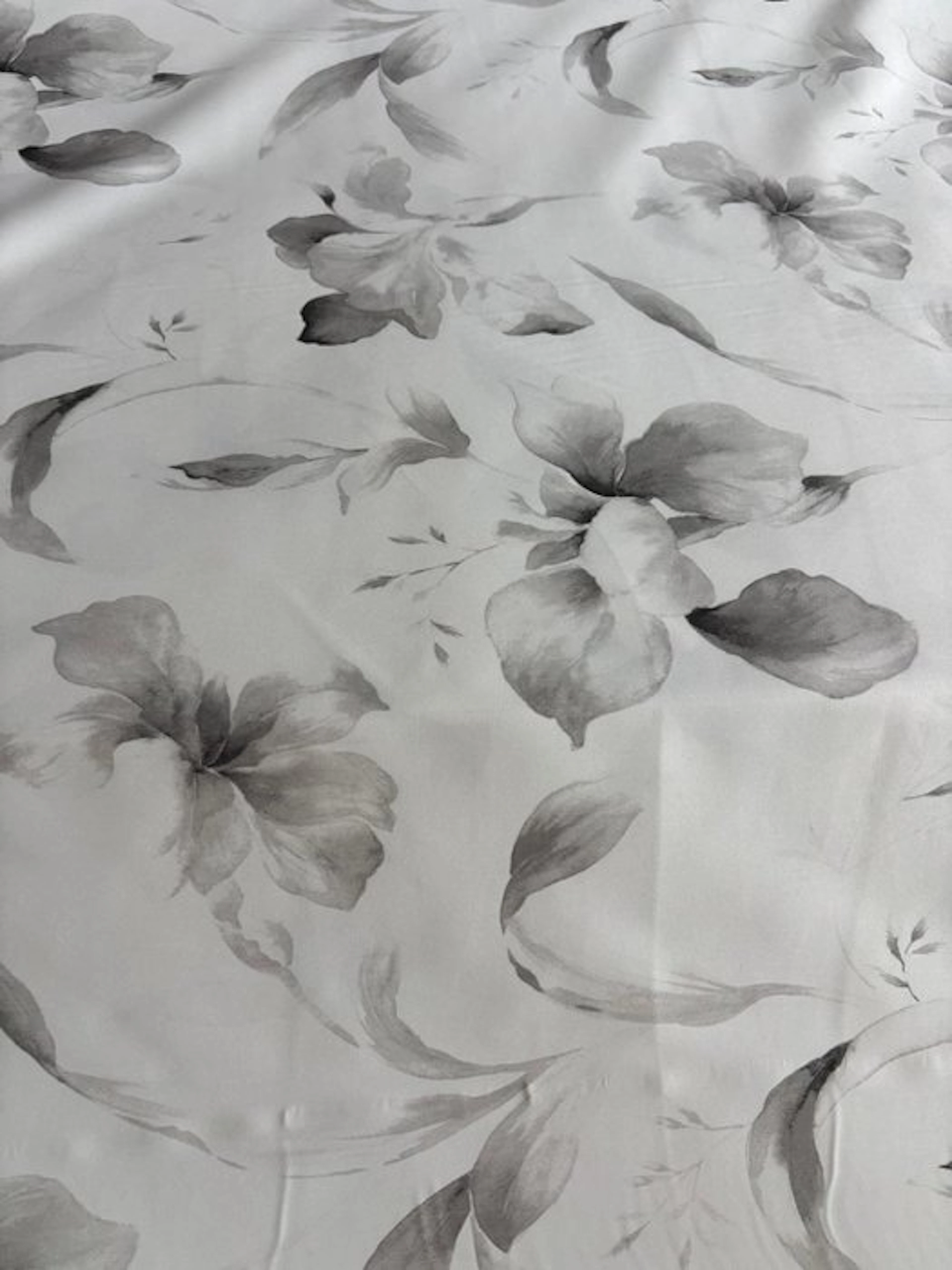 Luxury cotton-satin upholstery and drapery fabric with a painted floral design
