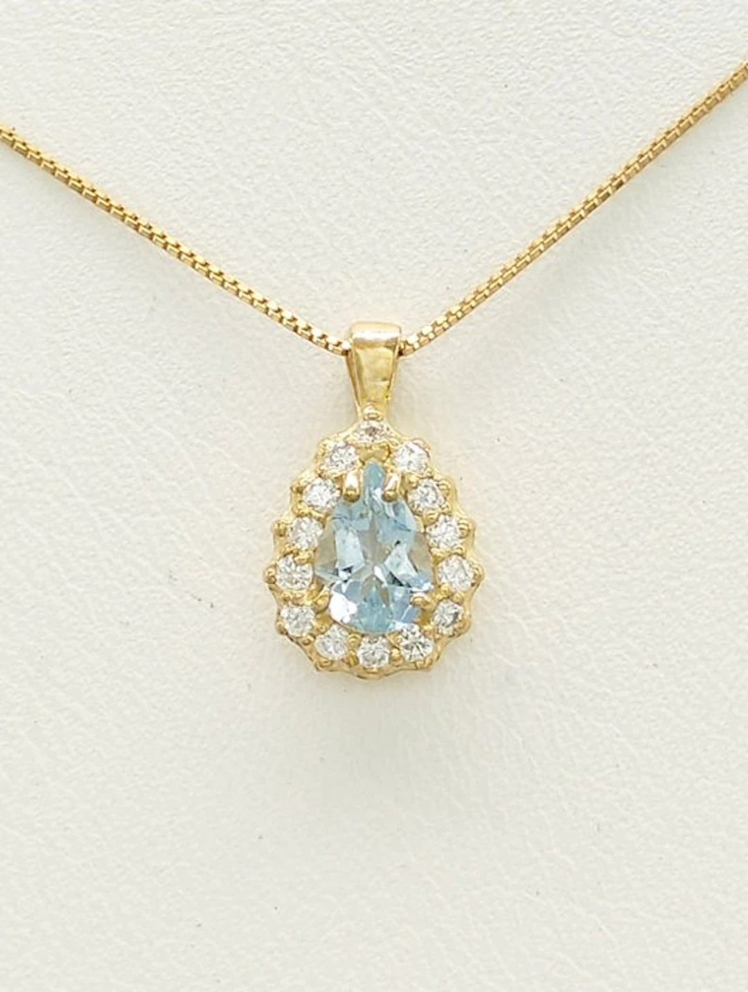 No reserve price - Necklace - 14 kt. Yellow gold Aquamarine - Diamond