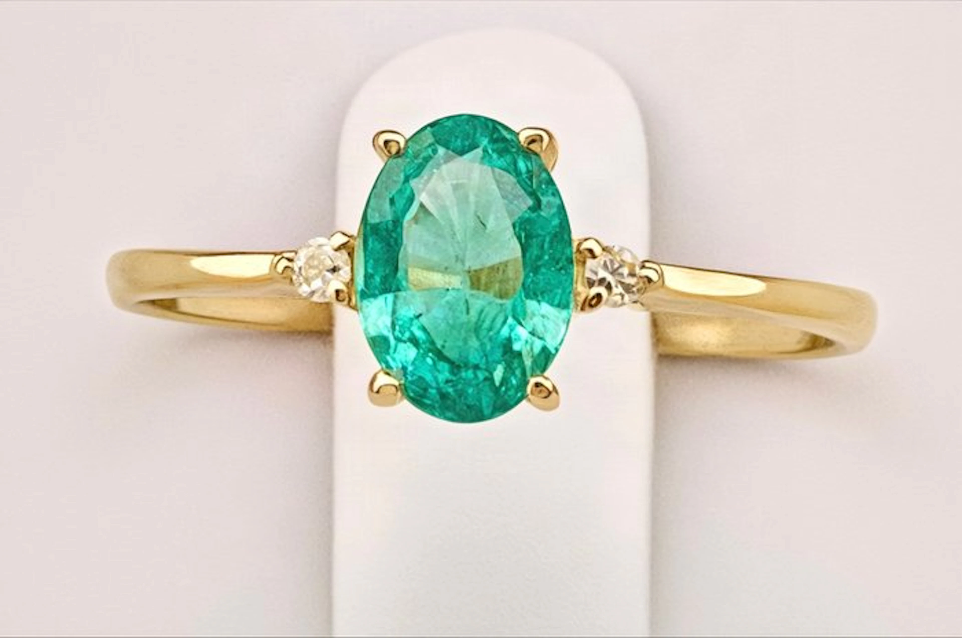 No reserve price - Ring - 14 kt. Yellow gold Emerald - Diamond