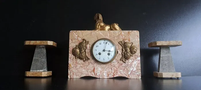 Clock set (3) - Art Deco Marble - 1920-1930