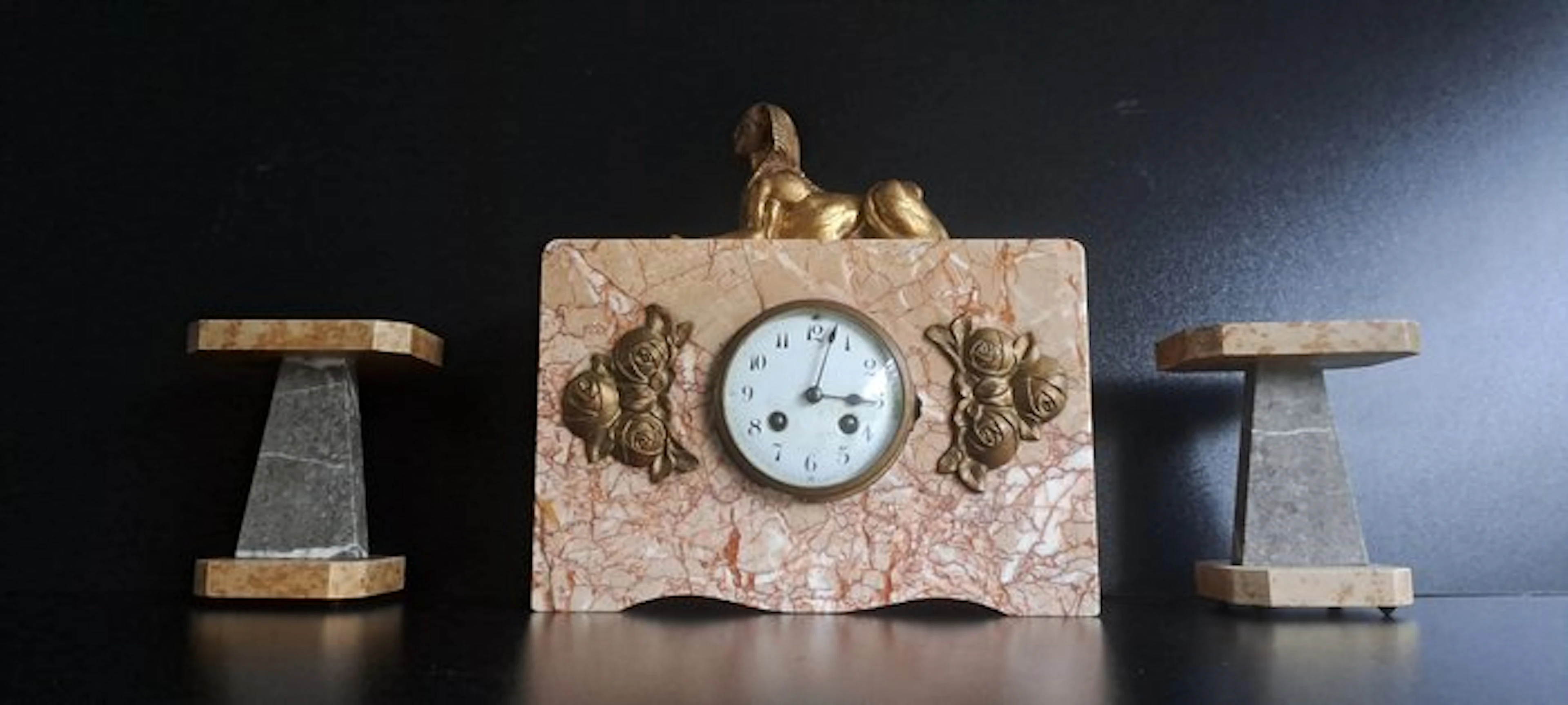 Clock set (3) - Art Deco Marble - 1920-1930