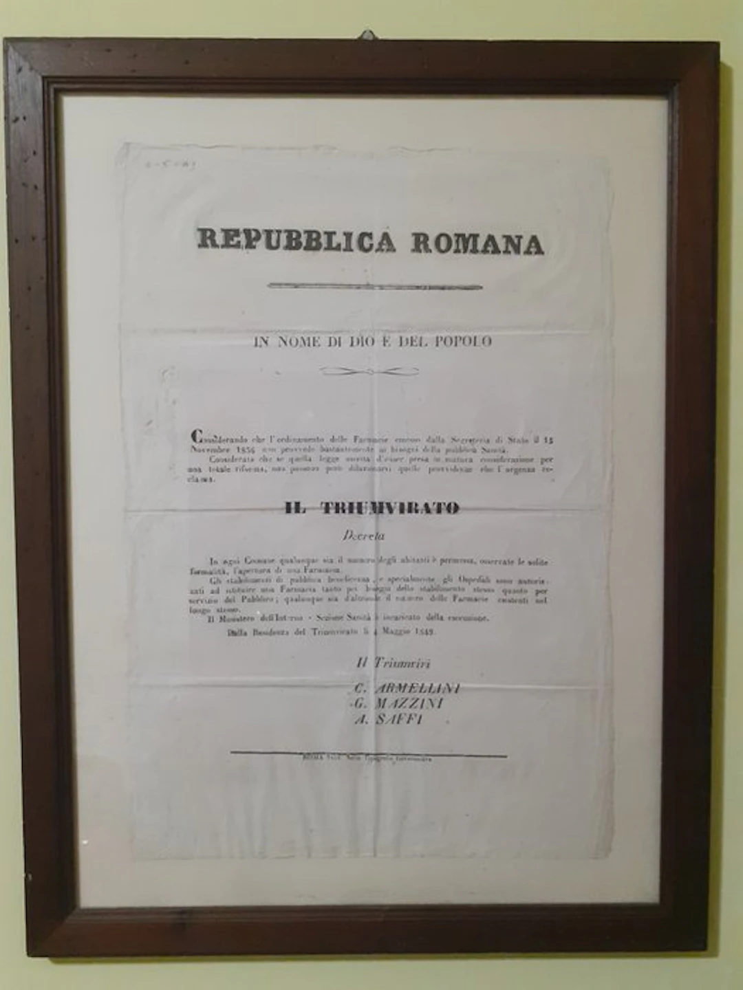 Italy - Document - decreto triumvirato...