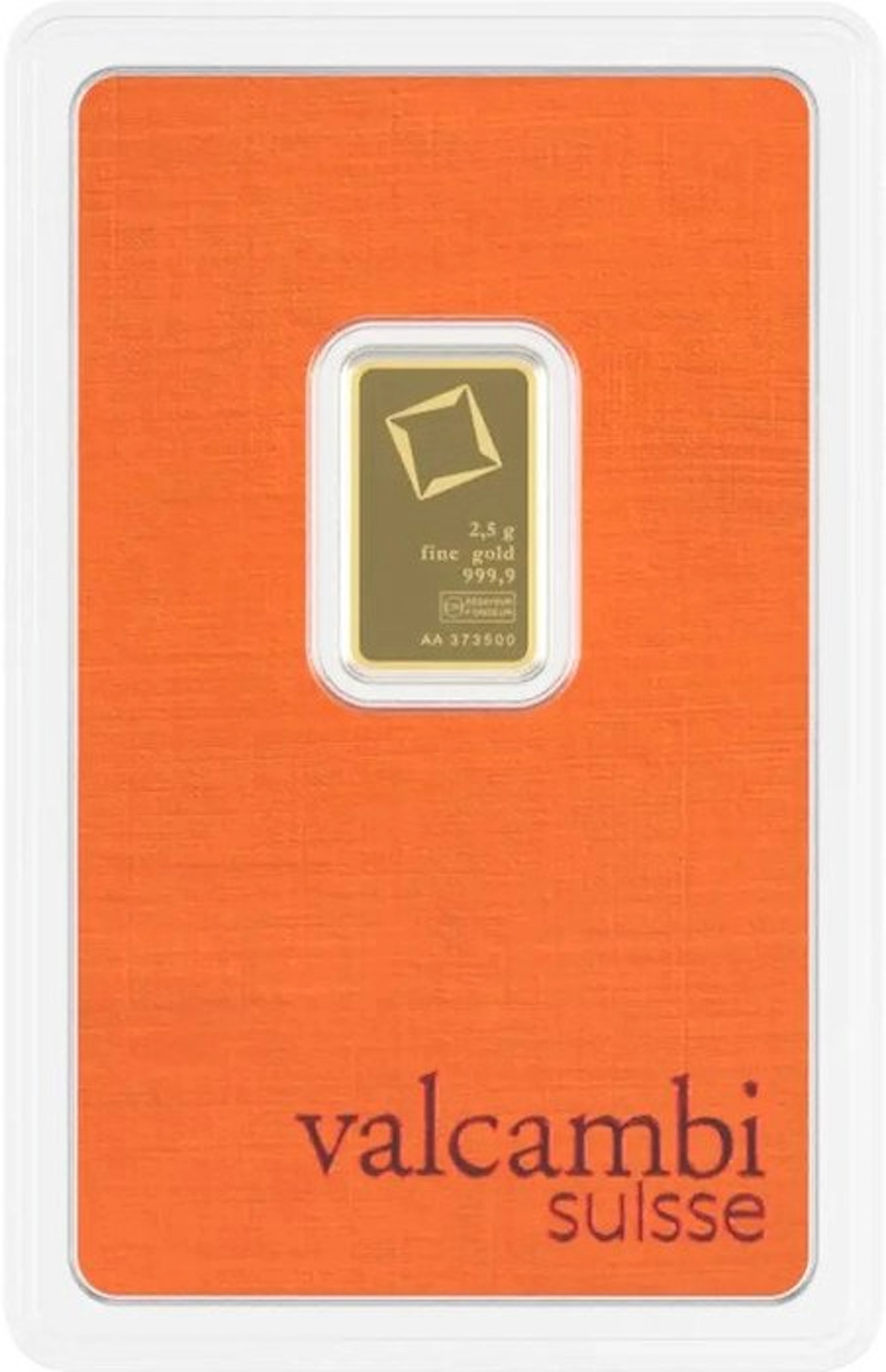 2,5 grams - Gold .999 - Valcambi, Switzerland - Sealed & with certificate