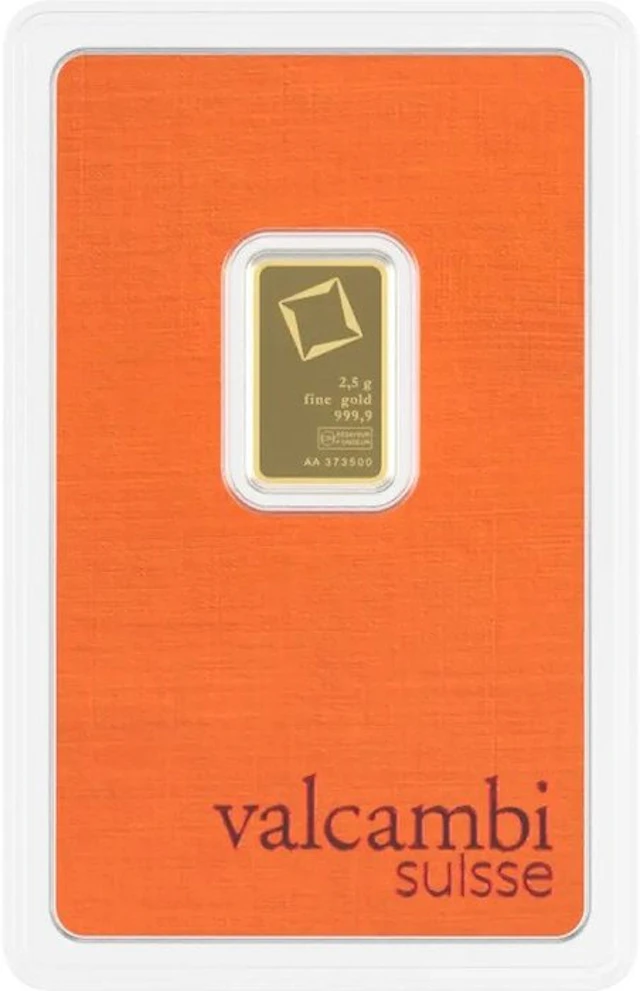2,5 grams - Gold .999 - Valcambi, Switzerland - Sealed & with certificate