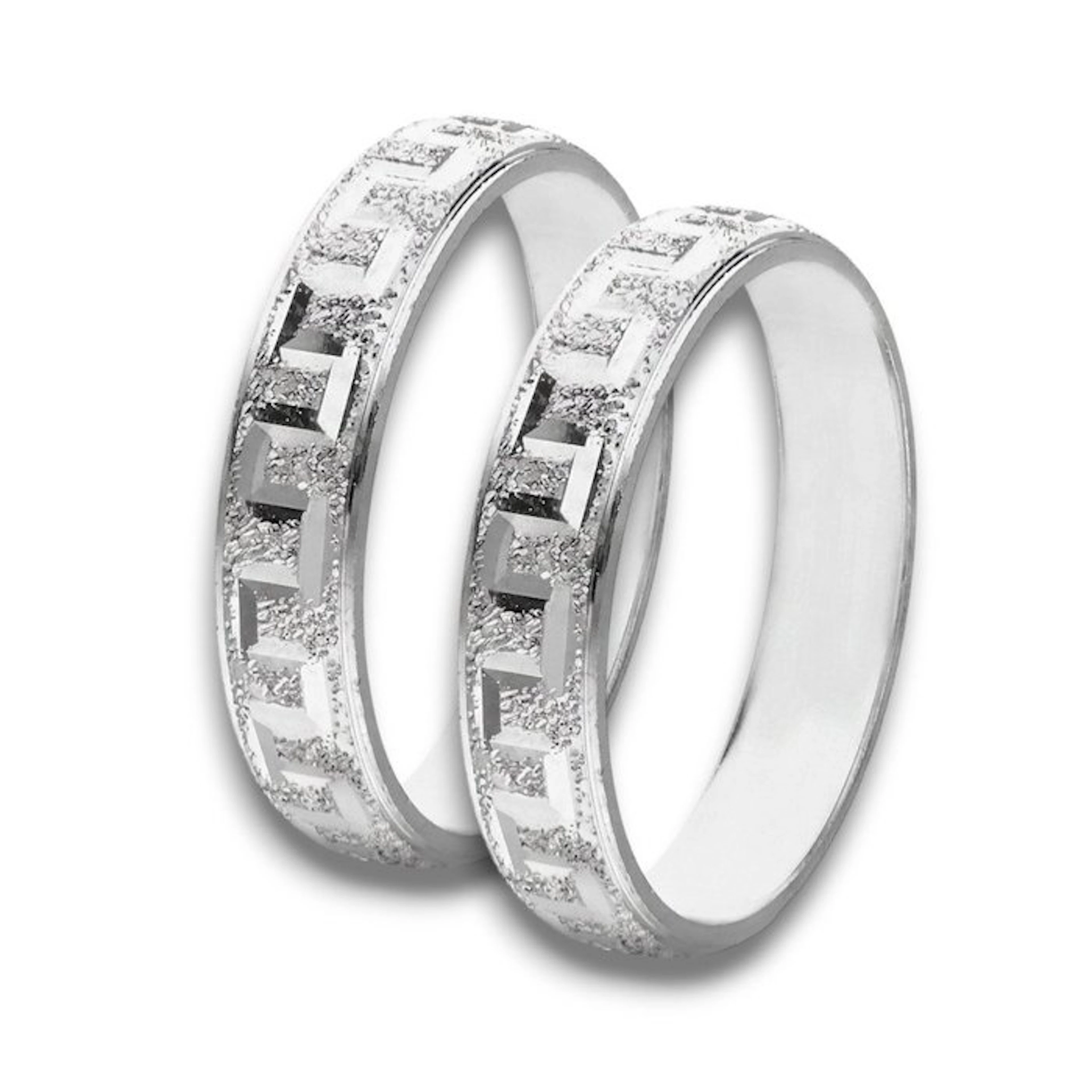 Wedding ring - 18 kt. White gold - Pair of 18kt rings 6.2 g