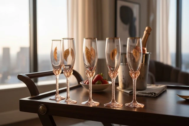 Stile - Liquor set (6) - Champán - Crystal - Venetians