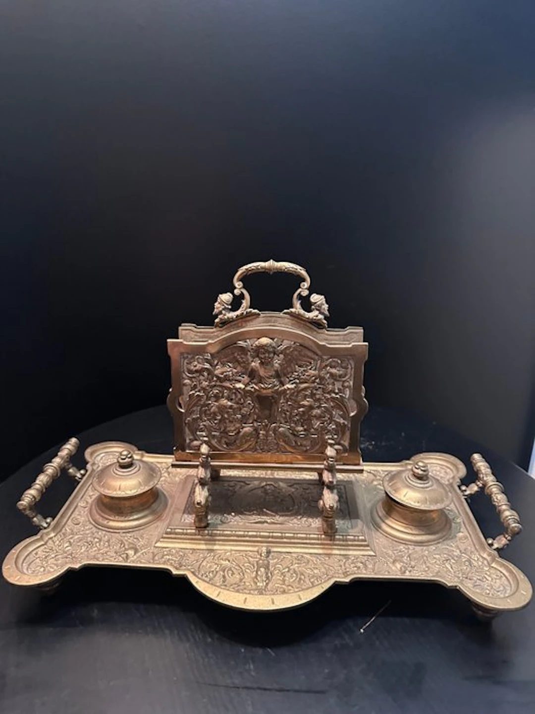 Ink container - Antique Neo-Renaissance Brass/Bronze Desk...