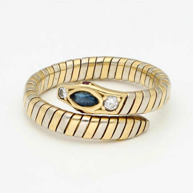 Ring - 18 kt. Yellow gold, White gold Diamond (Natural) - Sapphire