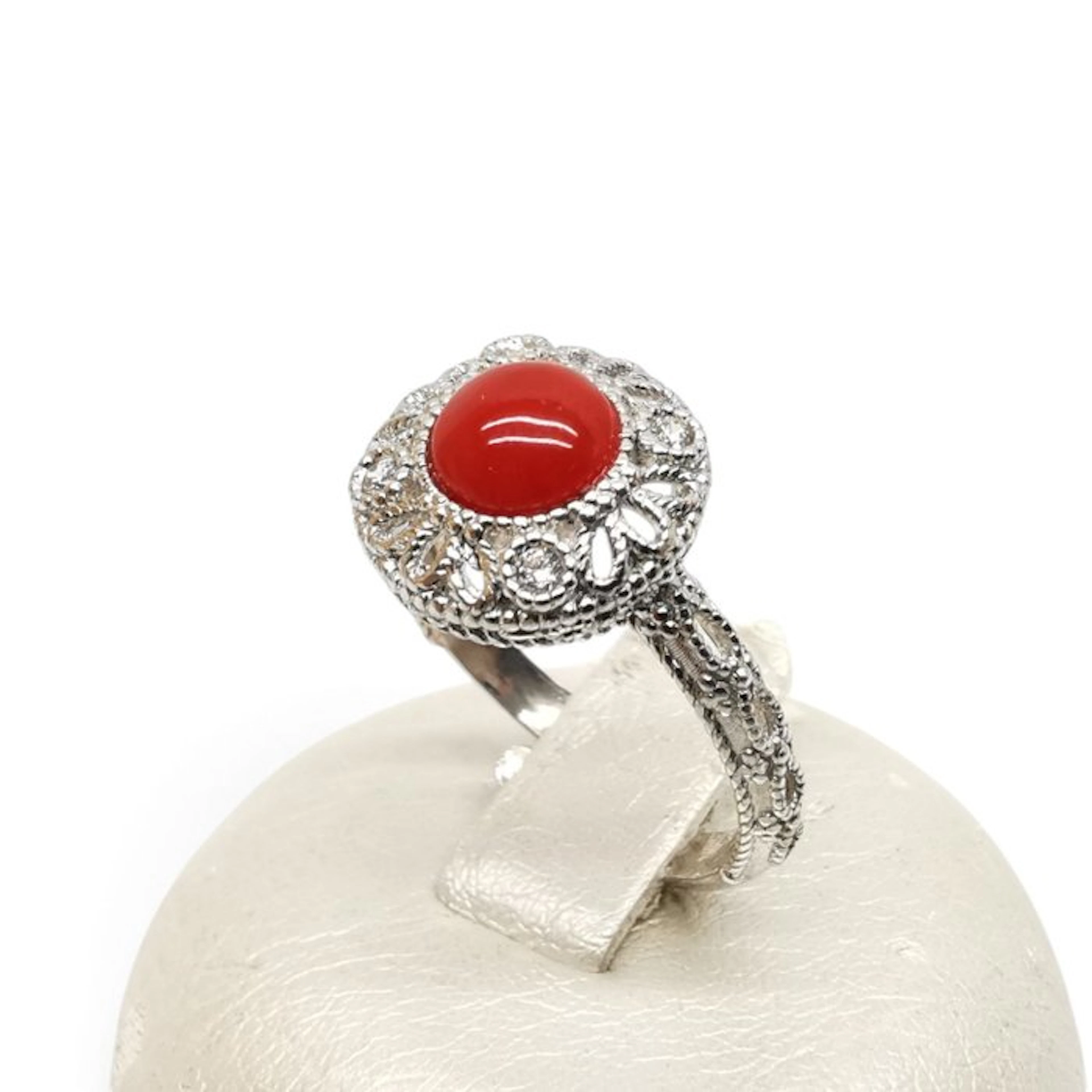 Coral - Sterling Silver 925 - Ring - Italian craftsmanship