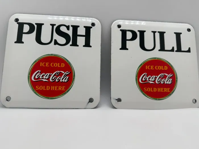 Cola Rally Signs Coca-Cola - PUSH PULL Coca-Cola door signs - Advertising sign (2 ...