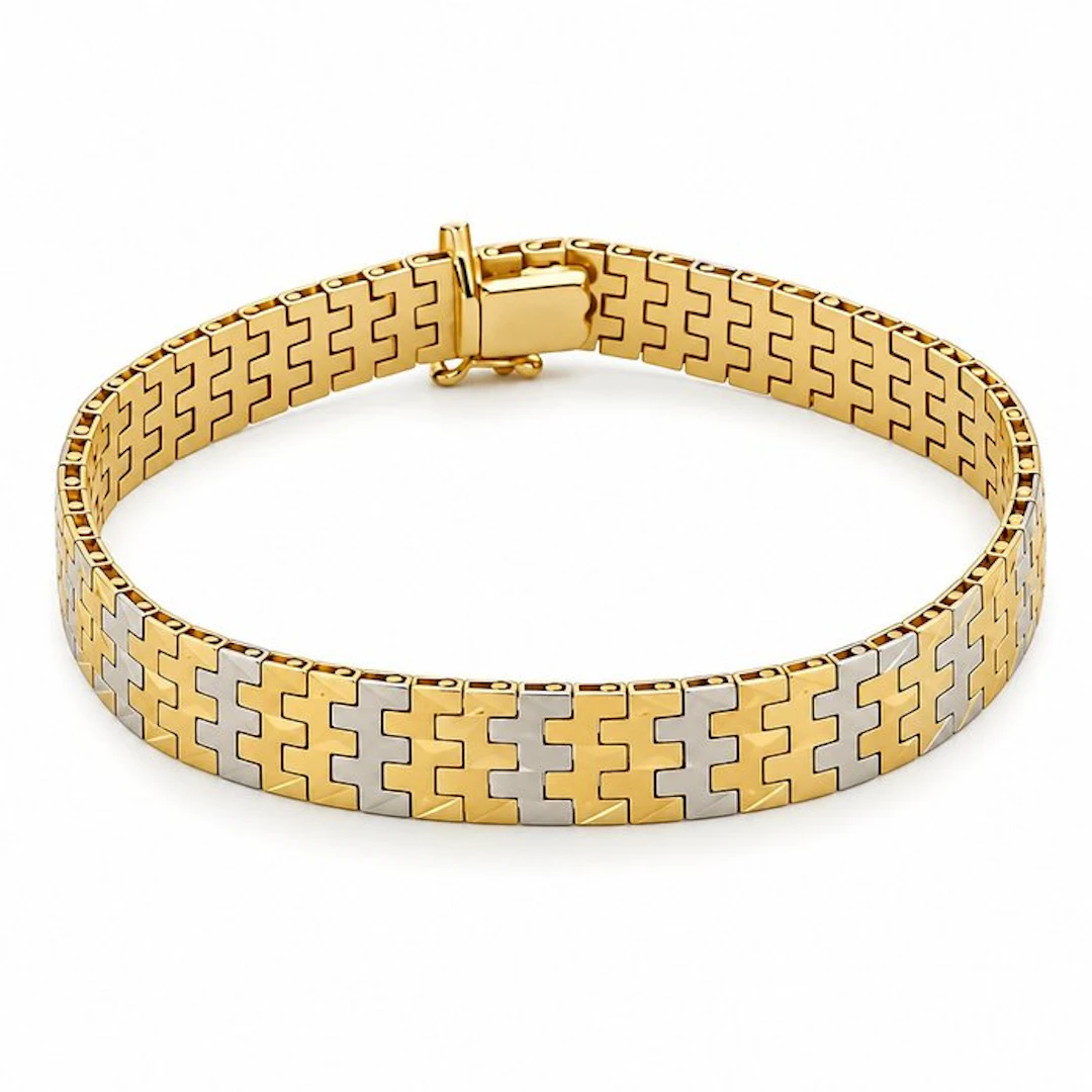 Bracelet - 18 kt. Yellow gold, White gold - Made in Italy - Handmade
