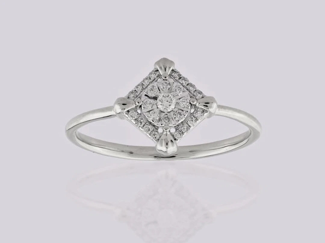 No reserve price - Ring - 14 kt. White gold - 0.11ct. tw. Diamond (Natural)