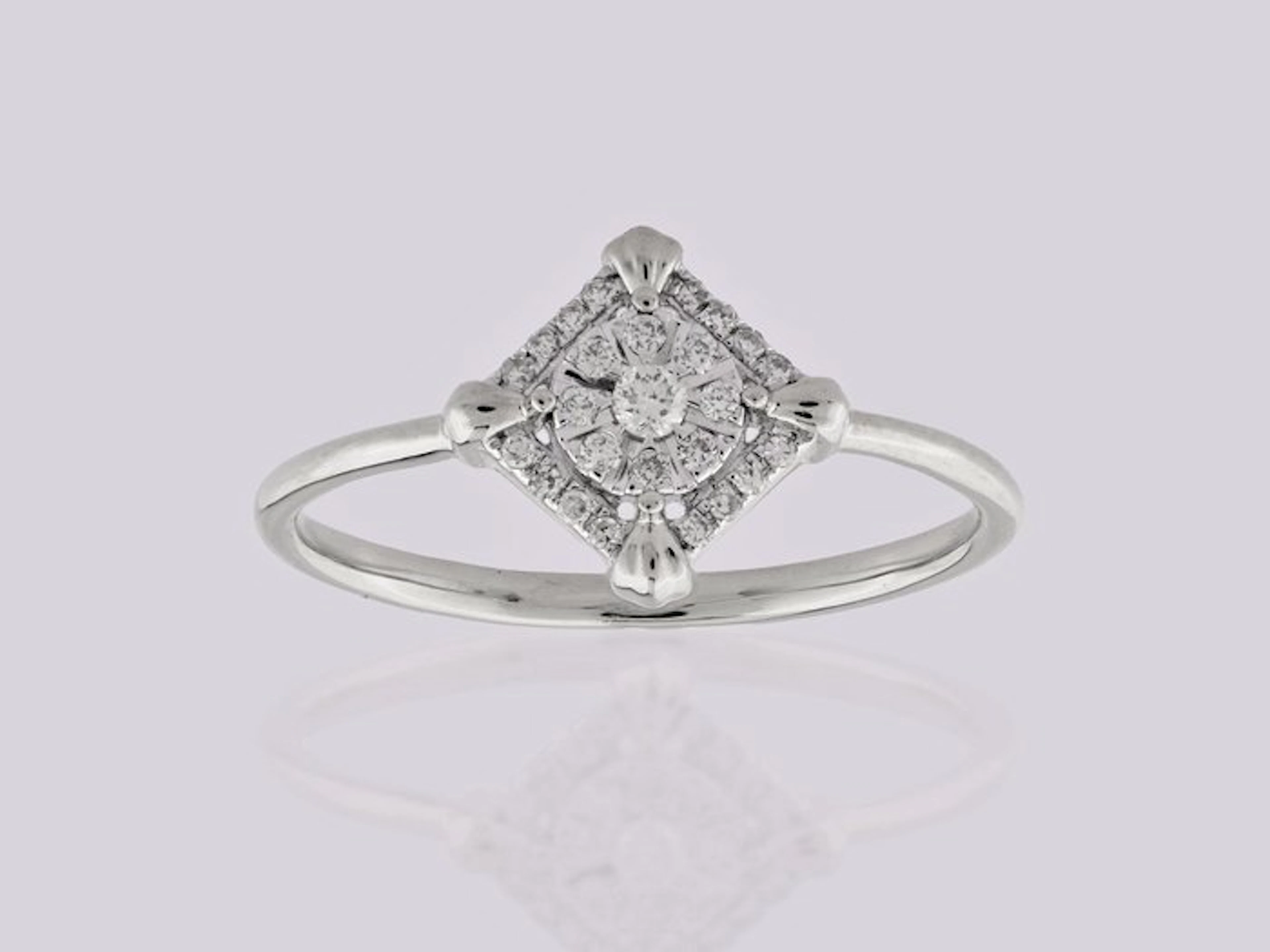 No reserve price - Ring - 14 kt. White gold - 0.11ct. tw. Diamond (Natural)