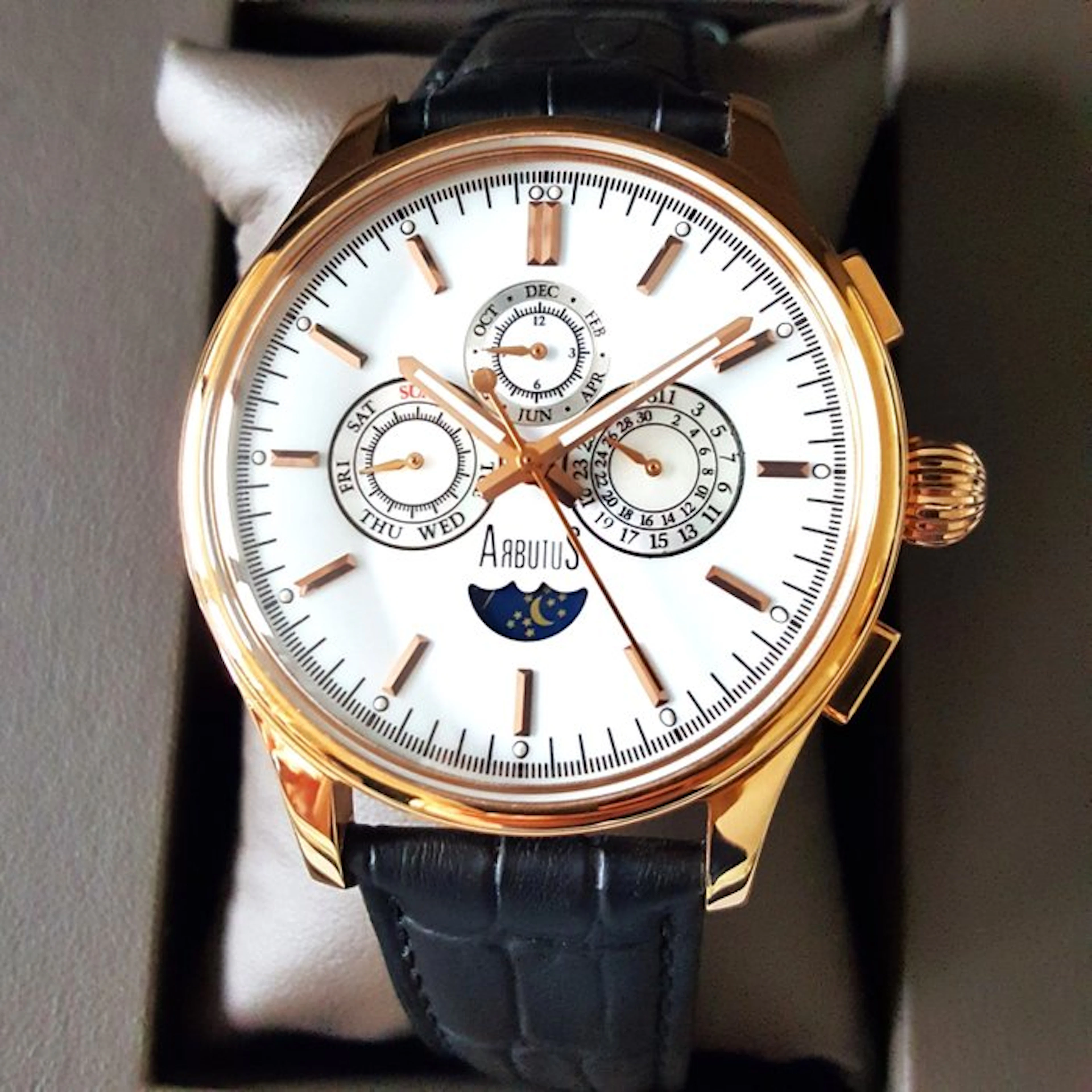 Arbutus - Automatic - CALENDAR - Sun / Moon - Gold - NEW - Men - 2026