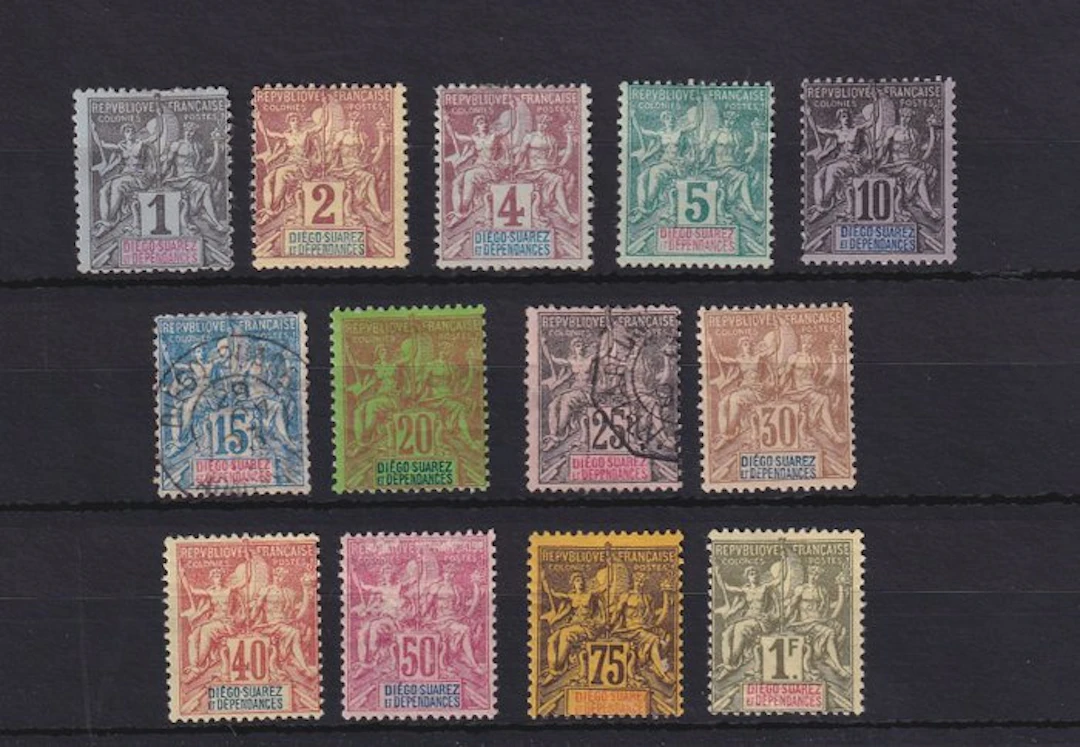 Diego Suarez 1892 - série complete - Yvert n°25/37