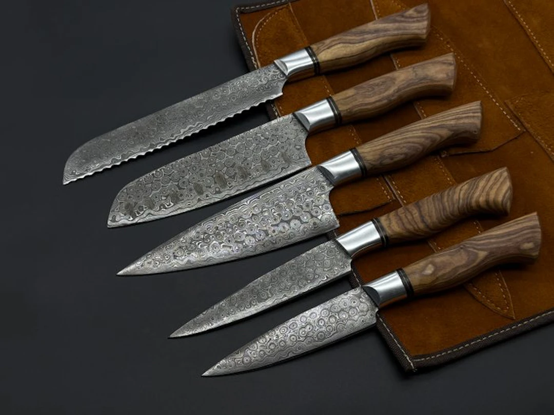 Japanese Style Kitchen Knife SET With Leather BAG...