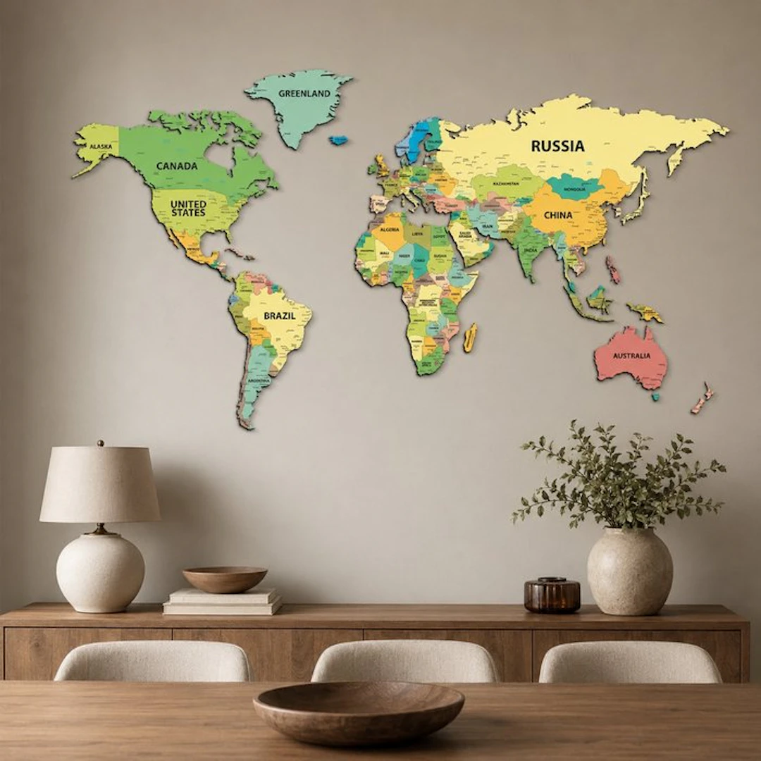Wall decoration - Giallobus - Political map - Italy - Wall sculpture