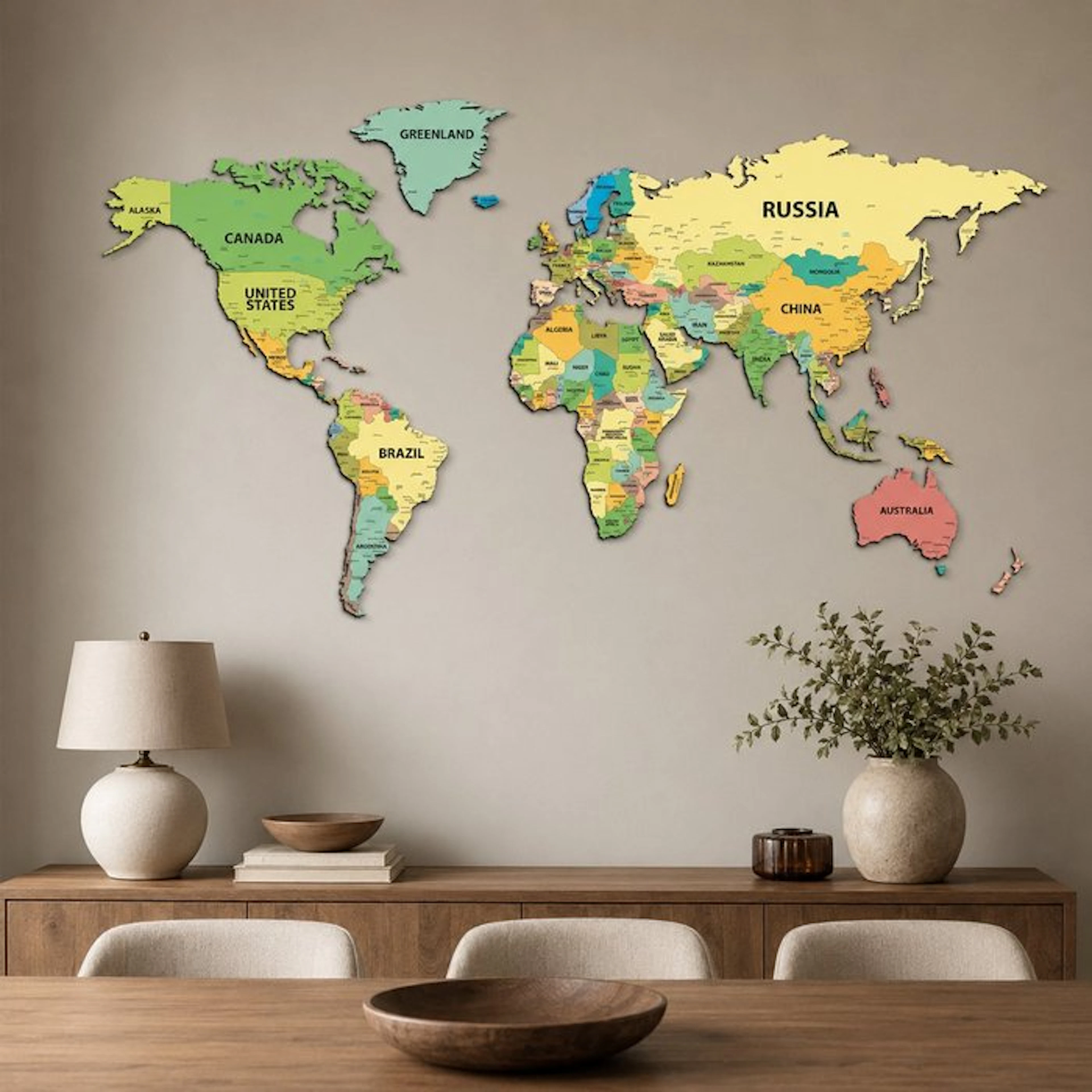 Wall decoration - Giallobus - Political map - Italy - Wall sculpture